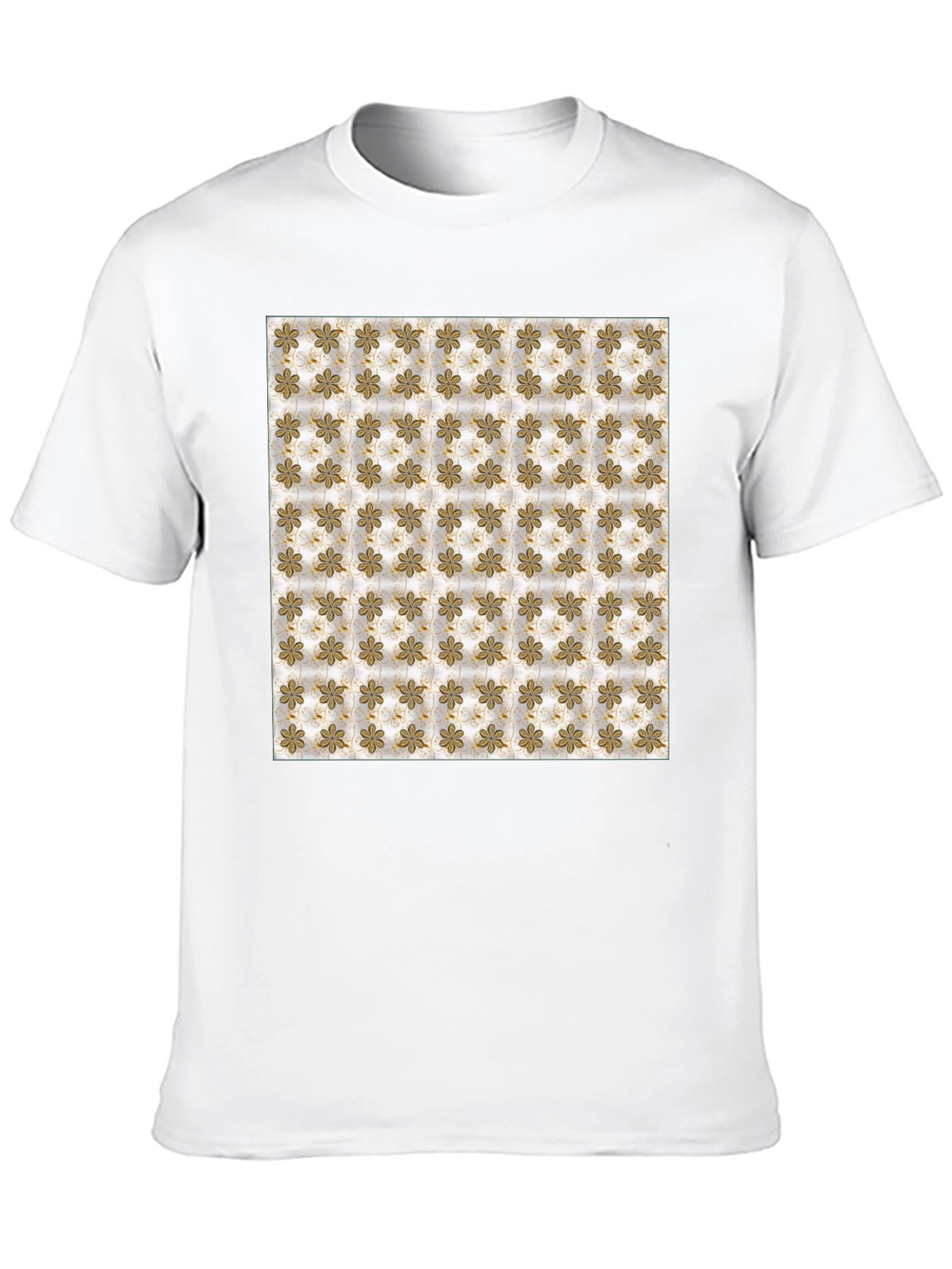 Floral Pattern Print Black T-Shirt