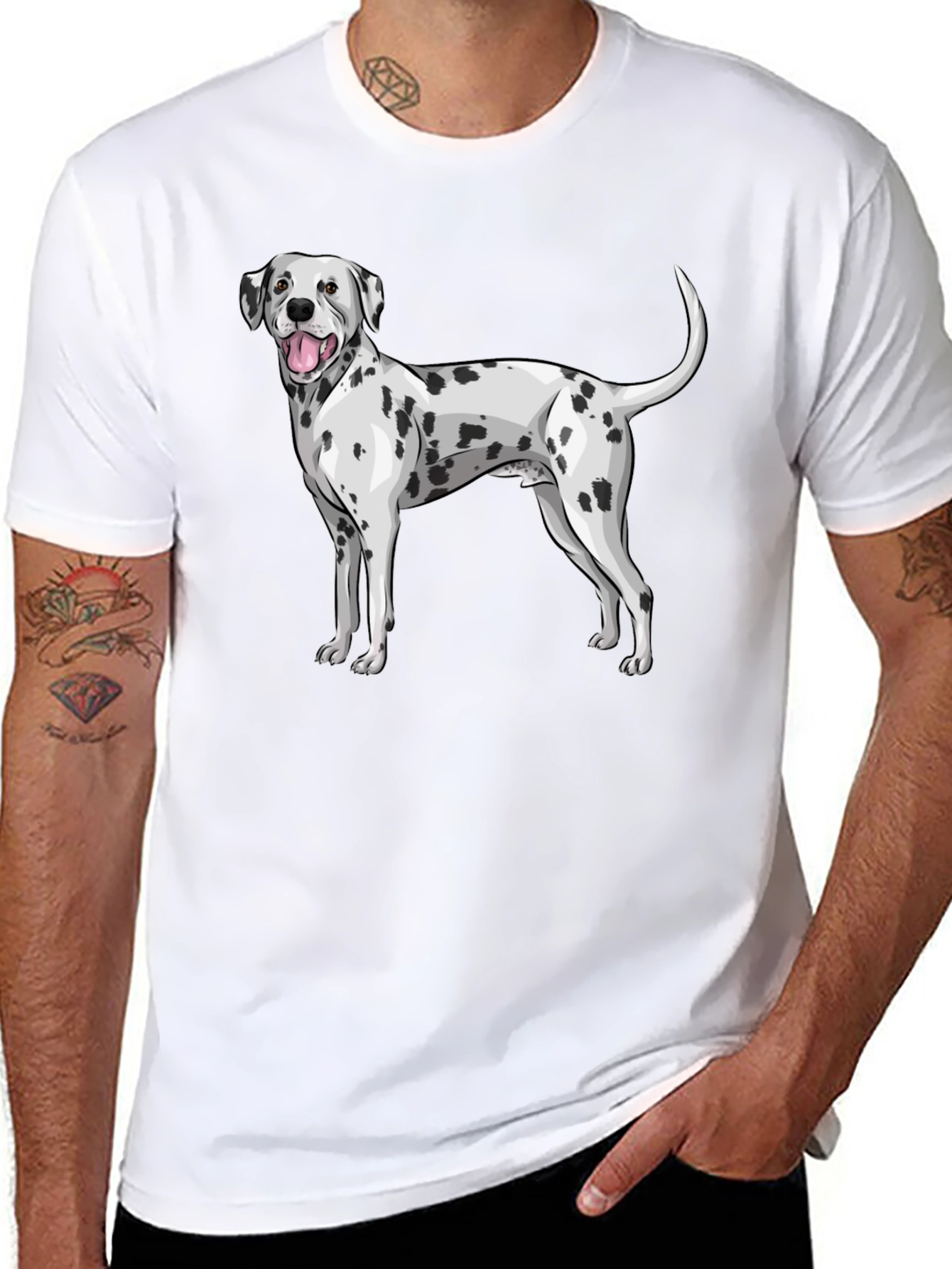 Dalmatian Dog Graphic Print Black T-Shirt