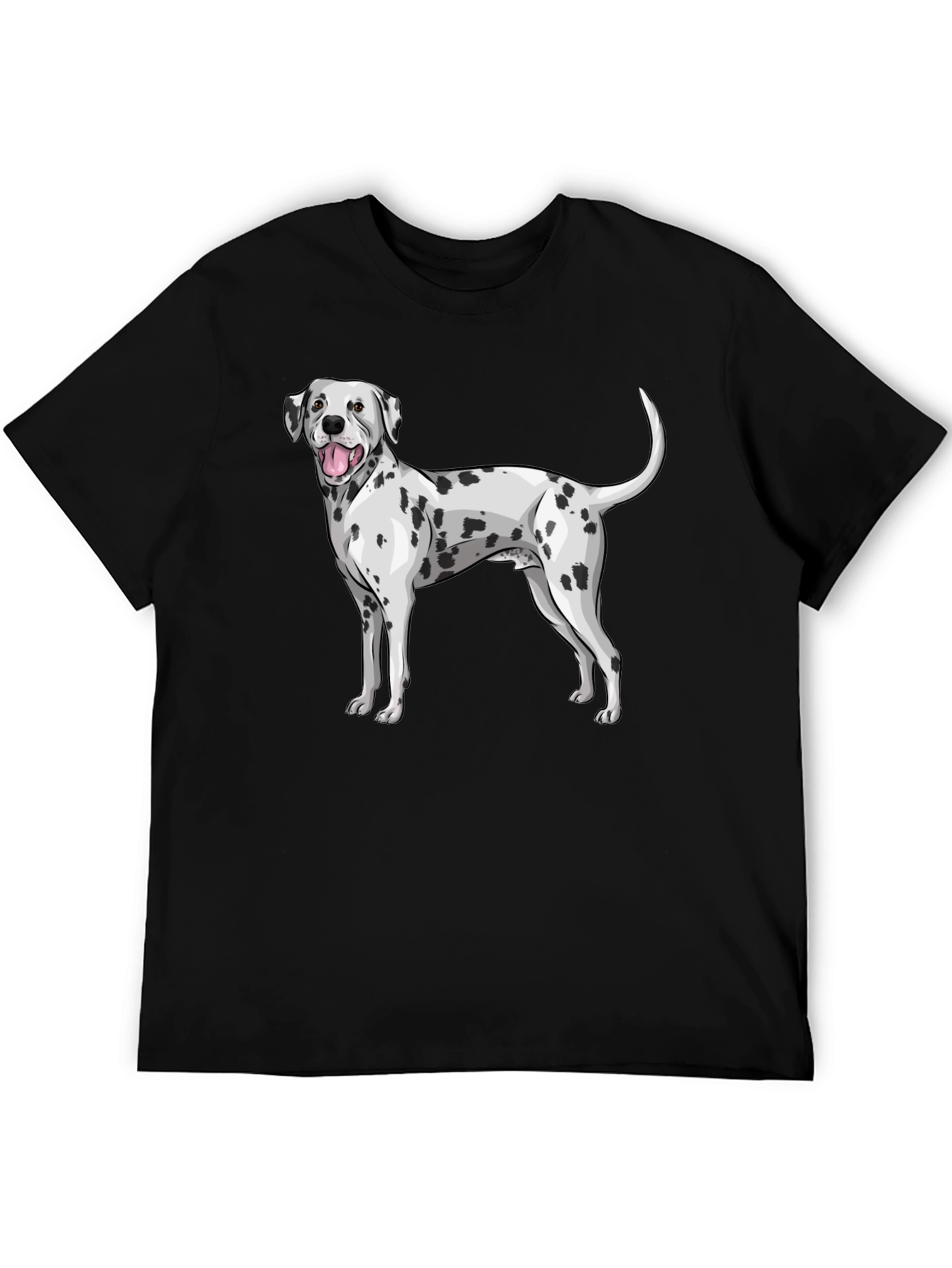 Dalmatian Dog Graphic Print Black T-Shirt