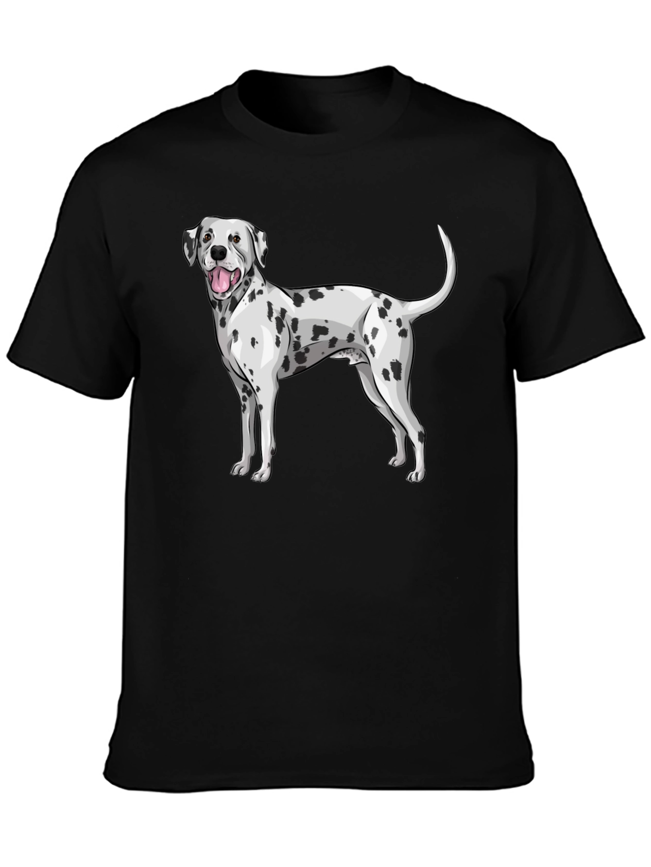 Dalmatian Dog Graphic Print Black T-Shirt