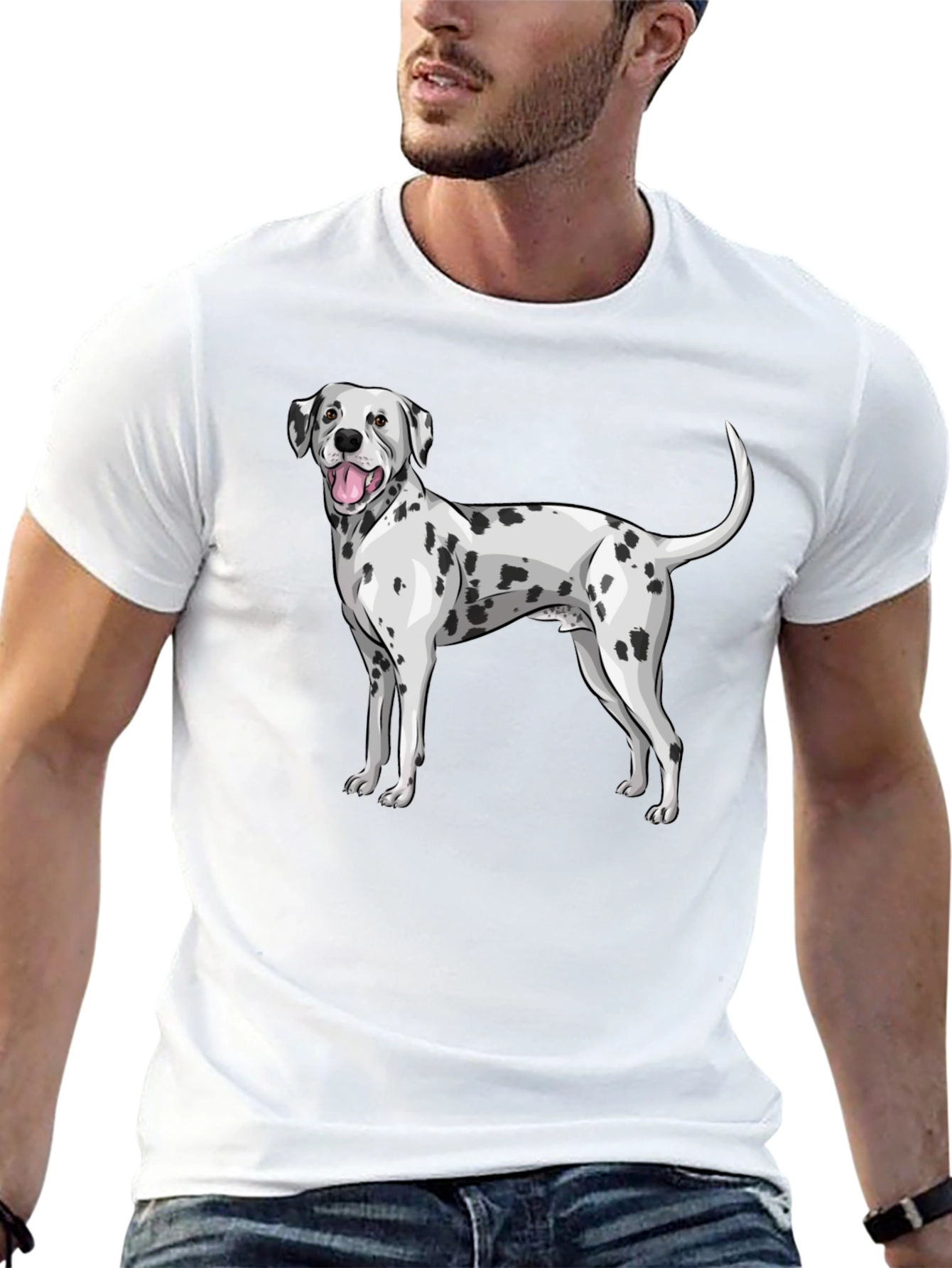 Dalmatian Dog Graphic Print Black T-Shirt