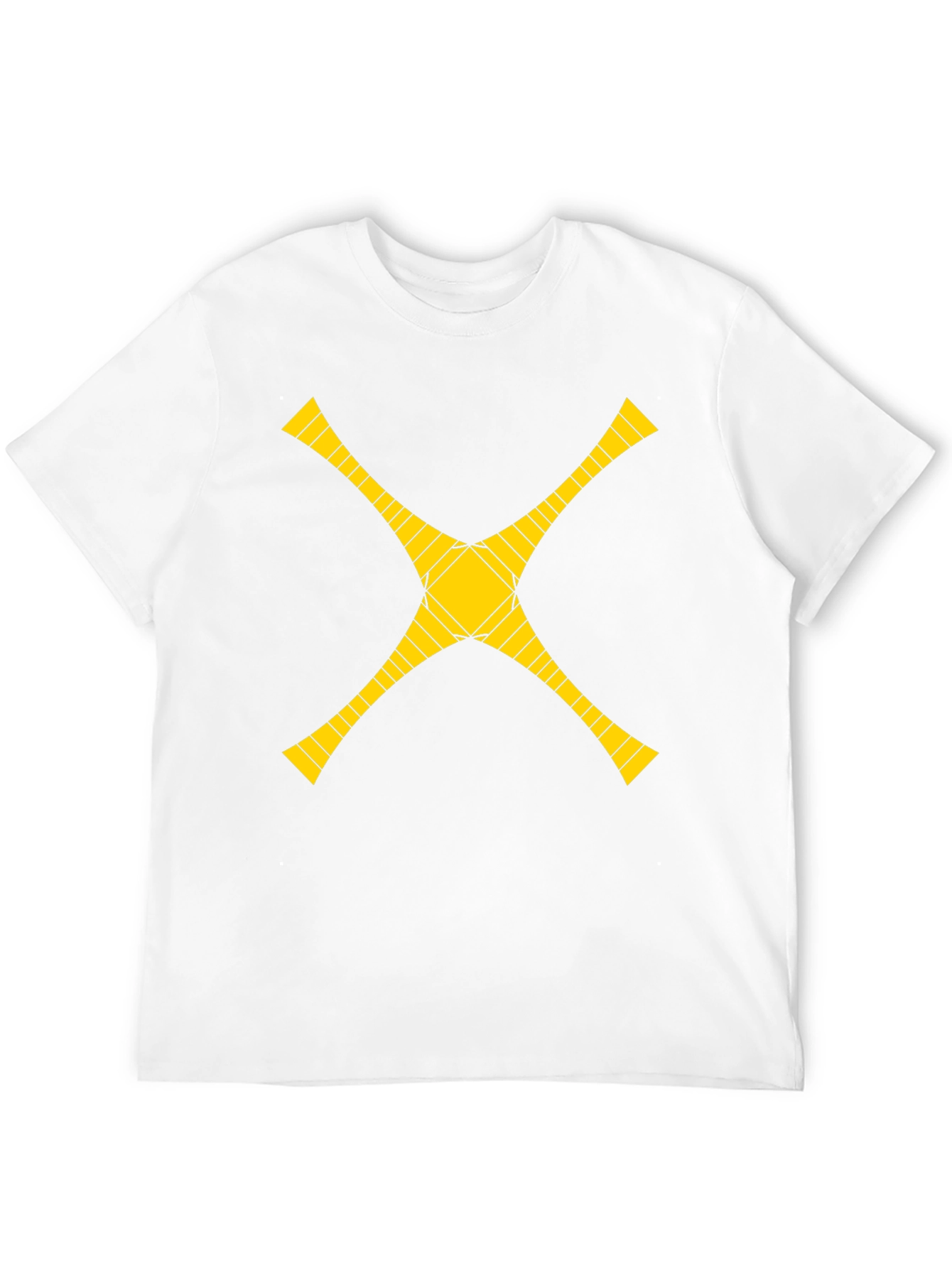 Geometric Yellow Cross Graphic Black T-Shirt