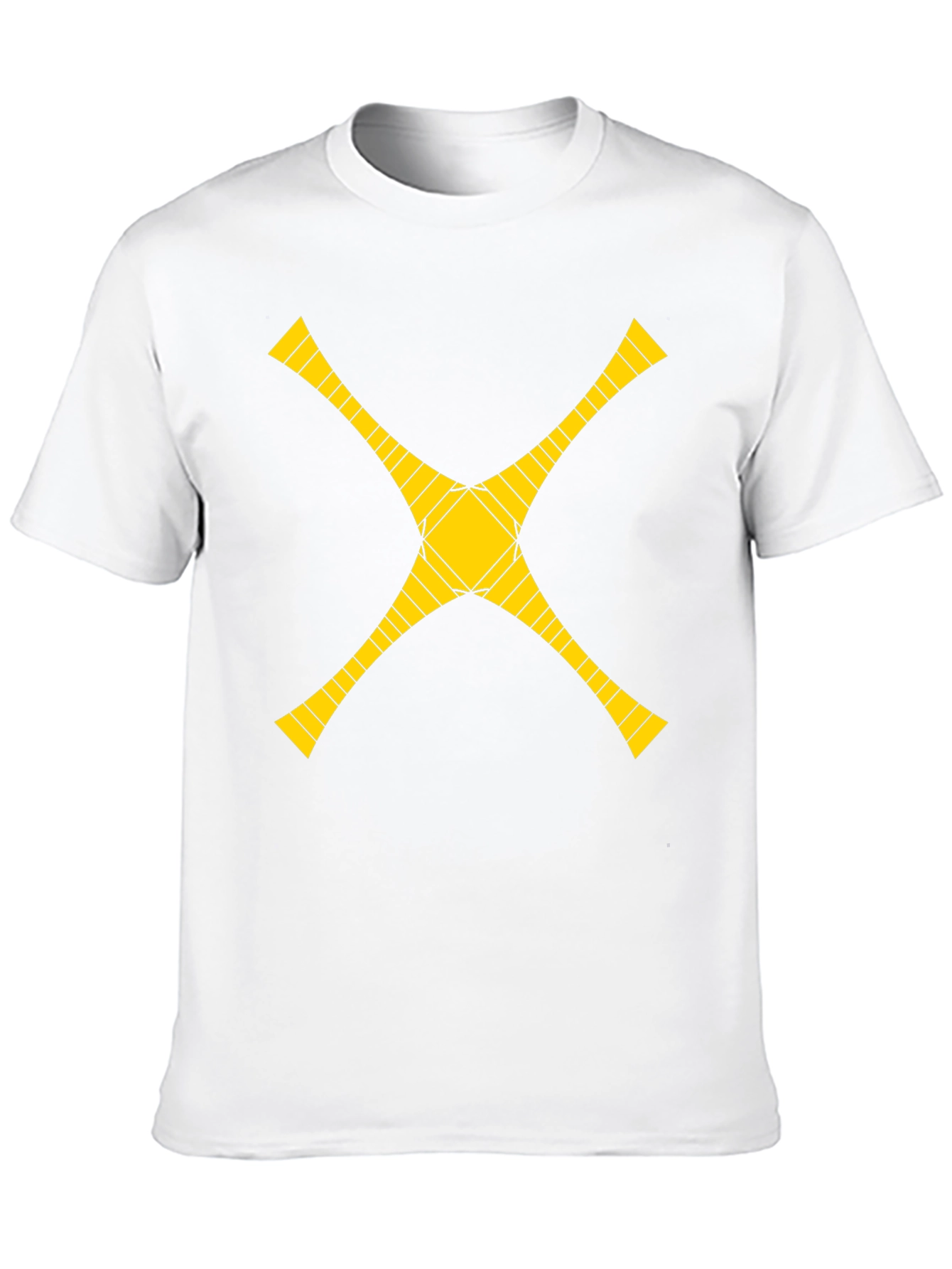Geometric Yellow Cross Graphic Black T-Shirt