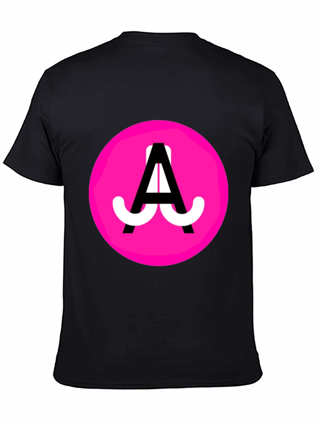 Funky Pink Circle Graphic Tee - Black Cotton Blend