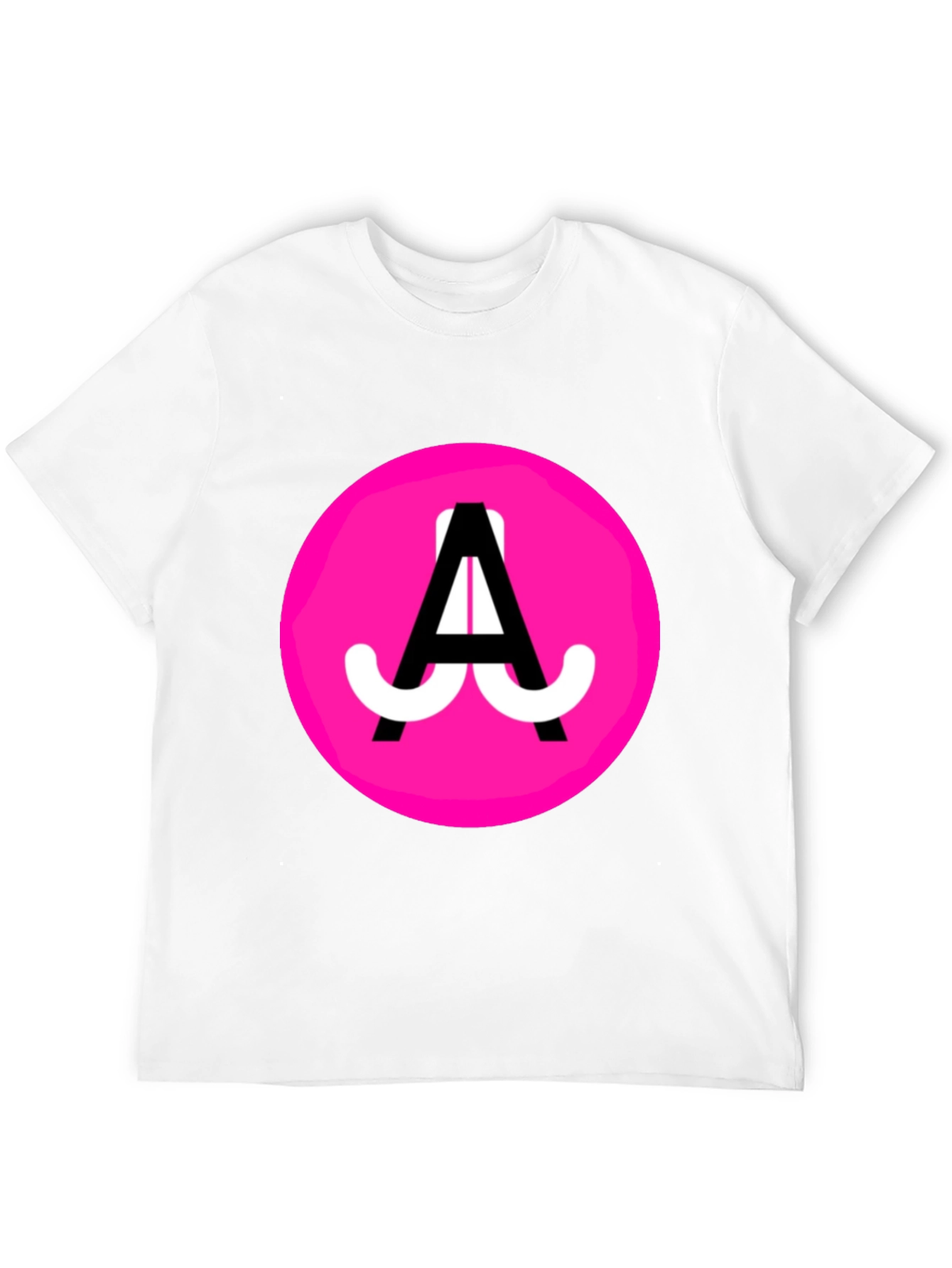 Funky Pink Circle Graphic Tee - Black Cotton Blend