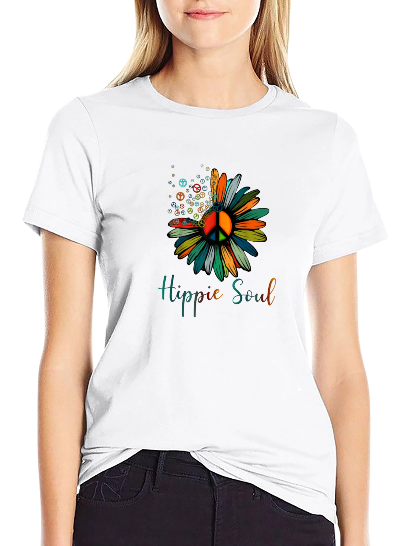 Hippie Soul Peace Sign Flower Graphic Tee