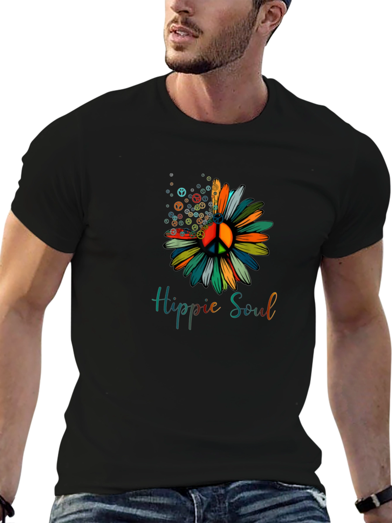 Hippie Soul Peace Sign Flower Graphic Tee
