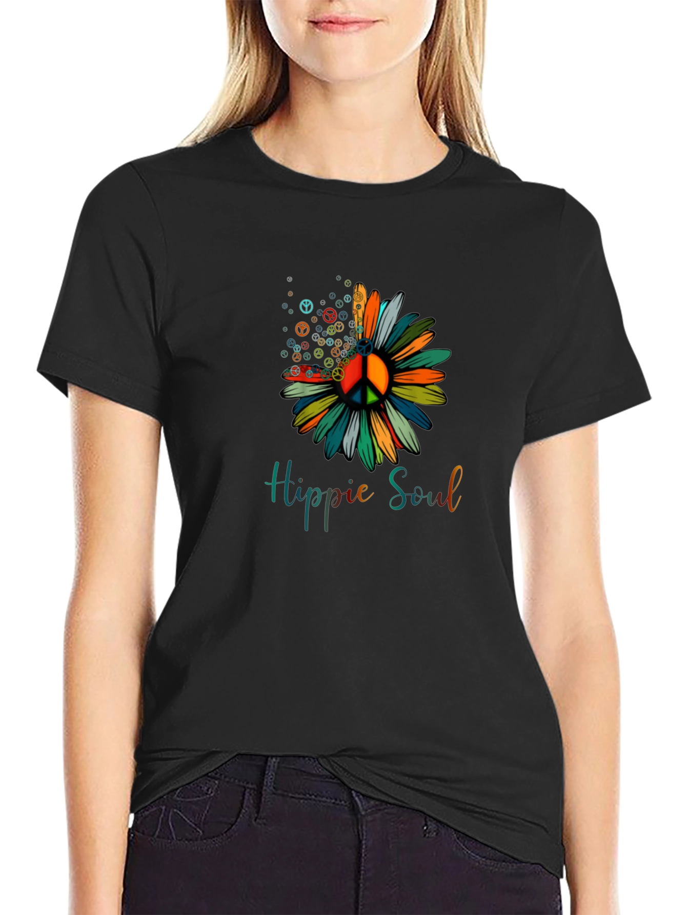 Hippie Soul Peace Sign Flower Graphic Tee