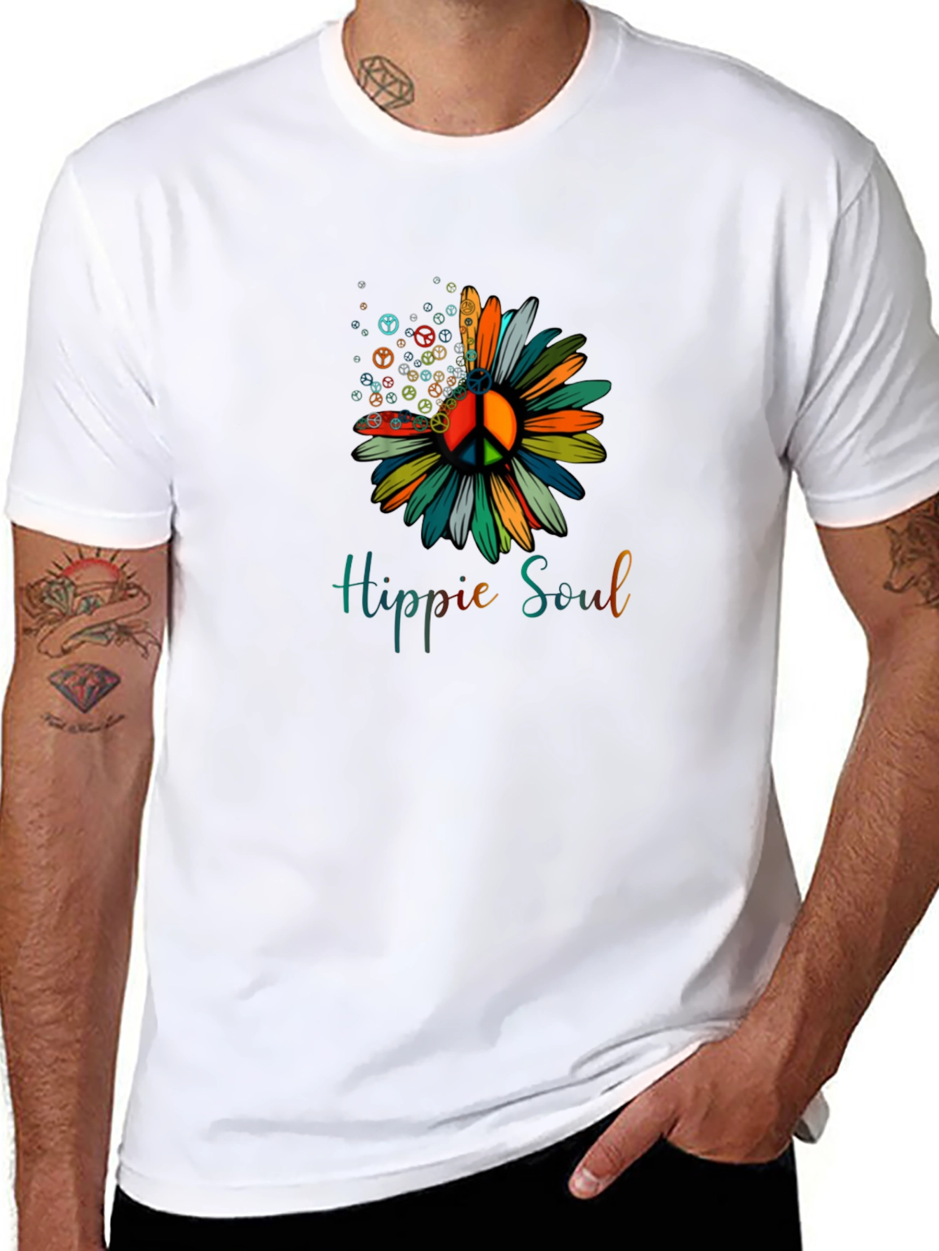 Hippie Soul Peace Sign Flower Graphic Tee