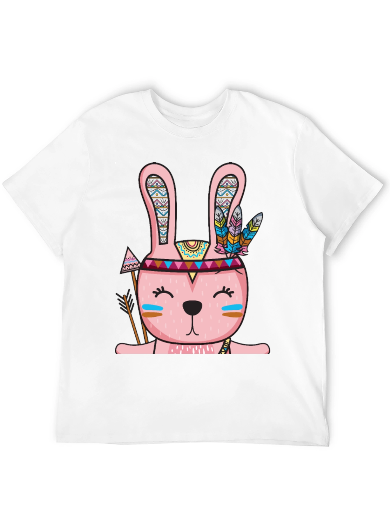 Tribal Bunny T-Shirt - Black Crew Neck Tee
