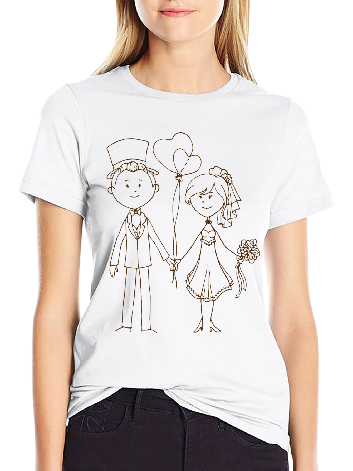 Black Wedding Couple Graphic Tee