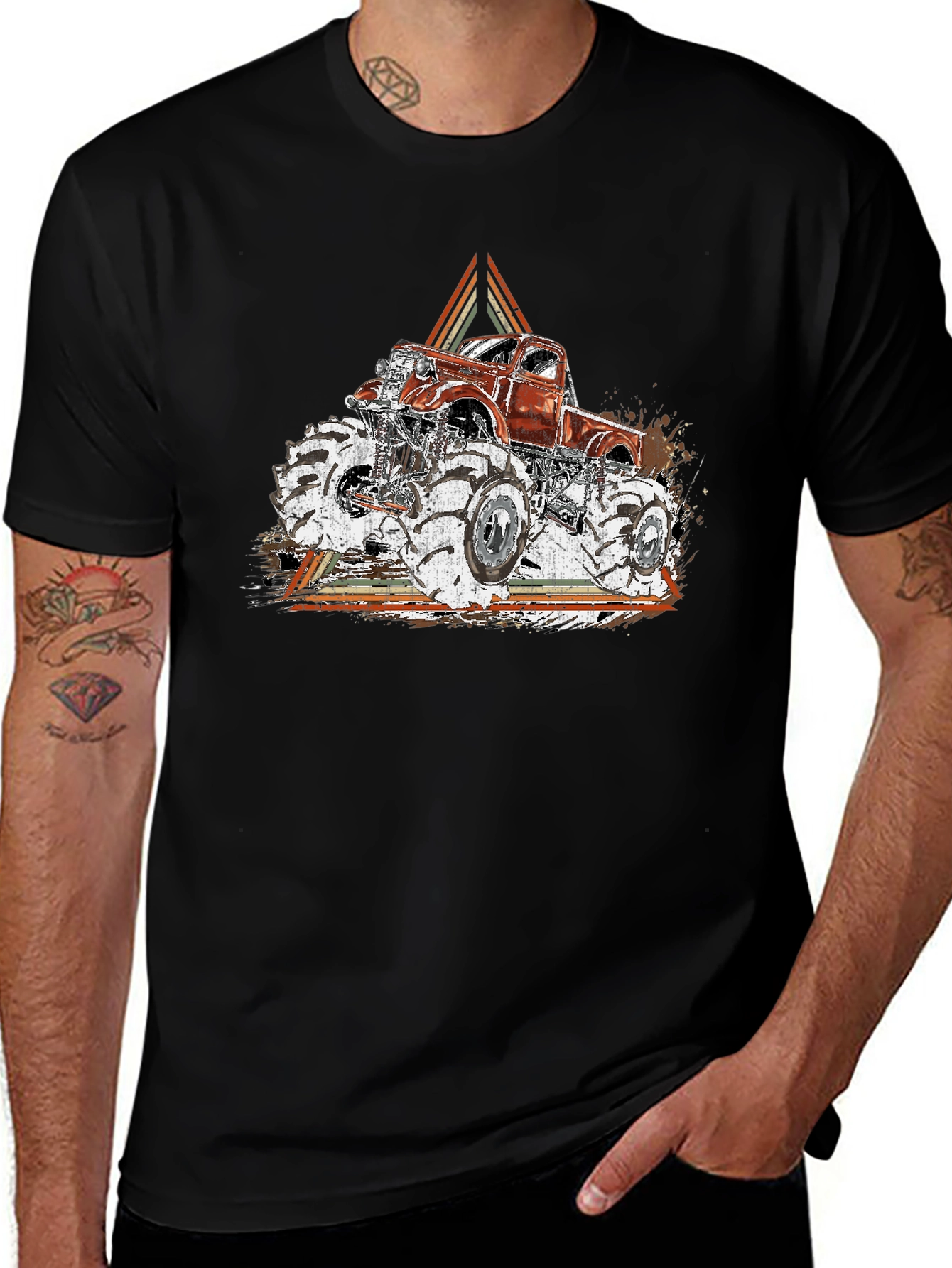 Monster Truck Graphic Tee - Black Cotton Blend