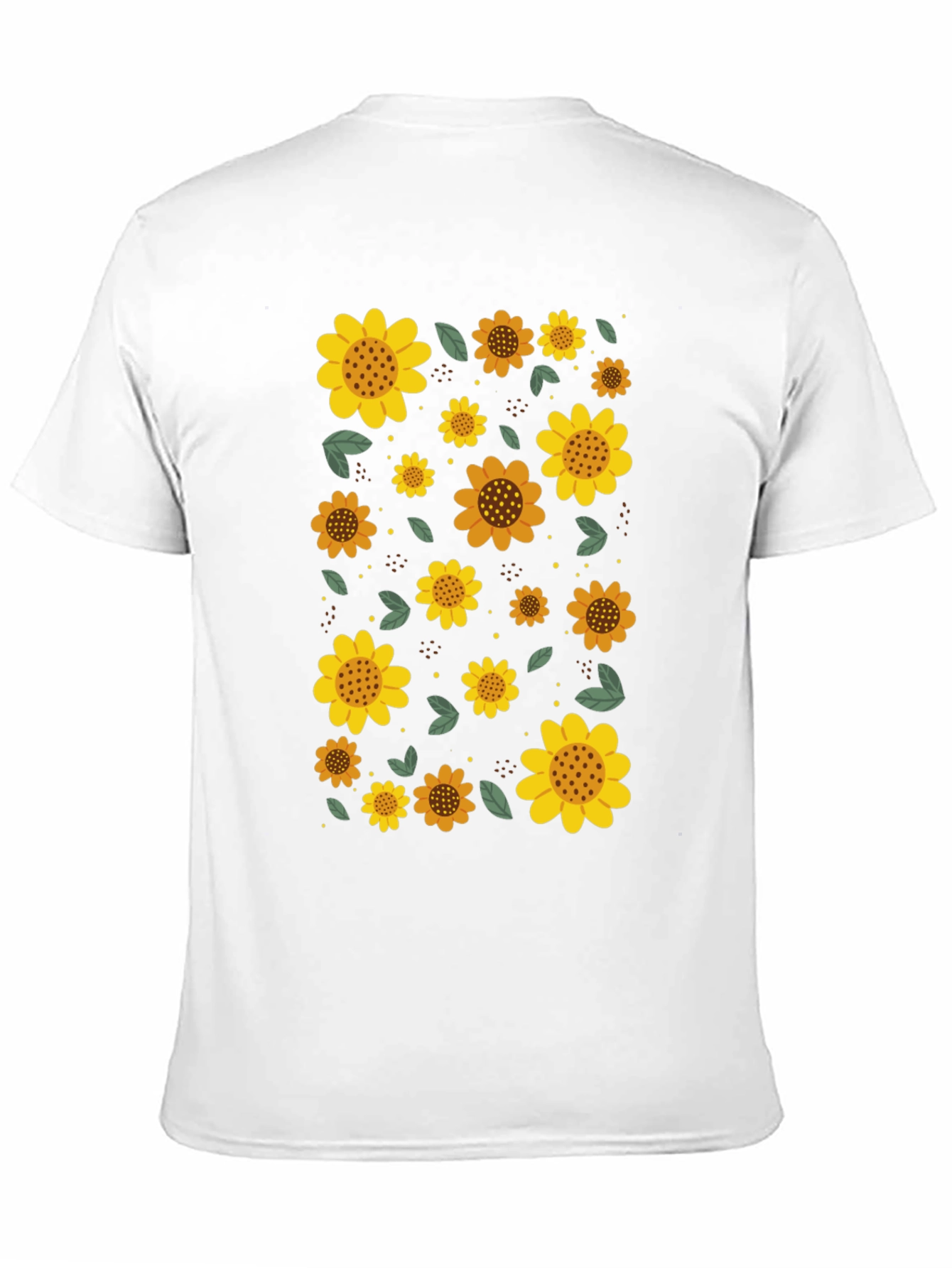 Sunflower Print Black Casual T-Shirt