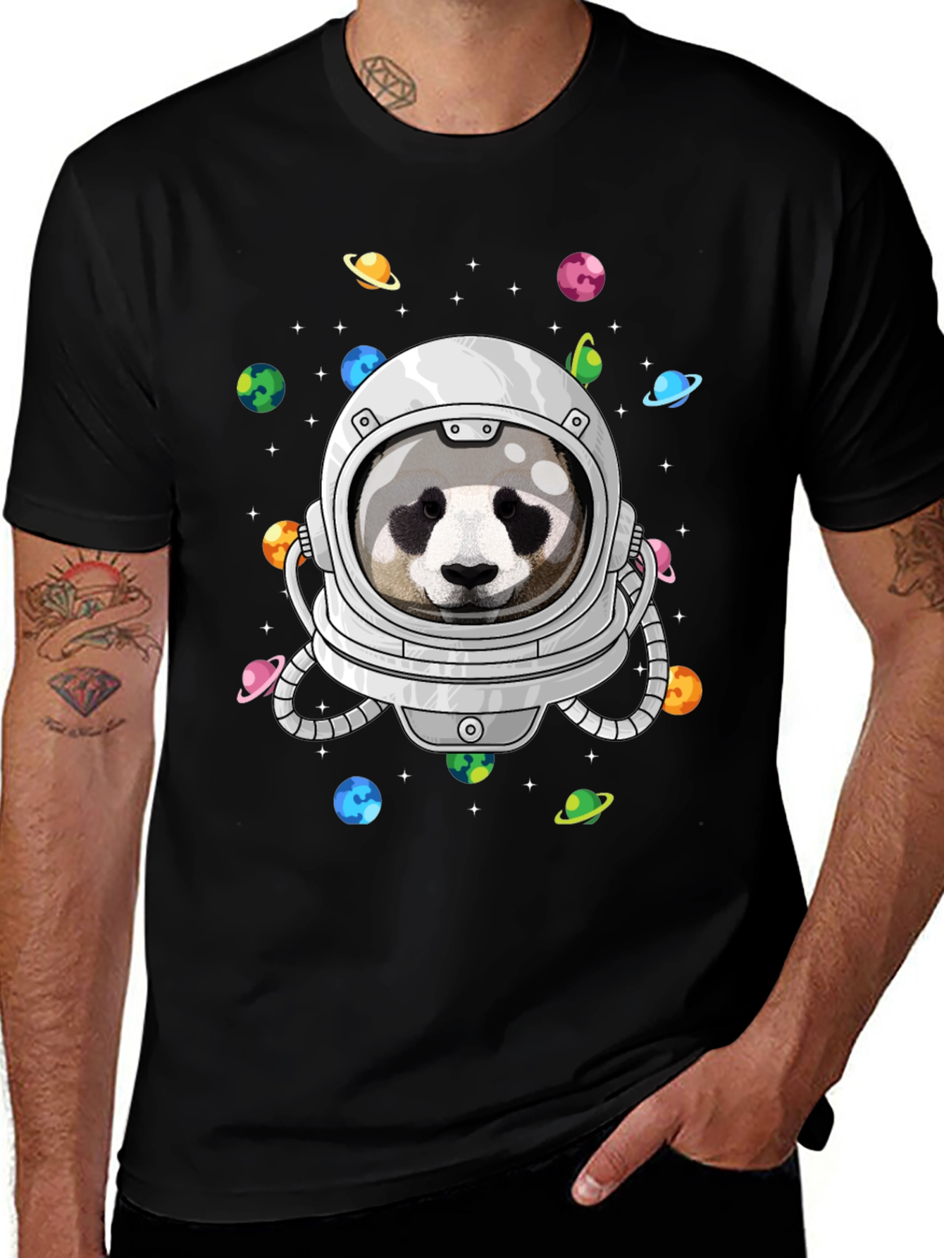 Panda Astronaut T-Shirt - Galaxy Space Design