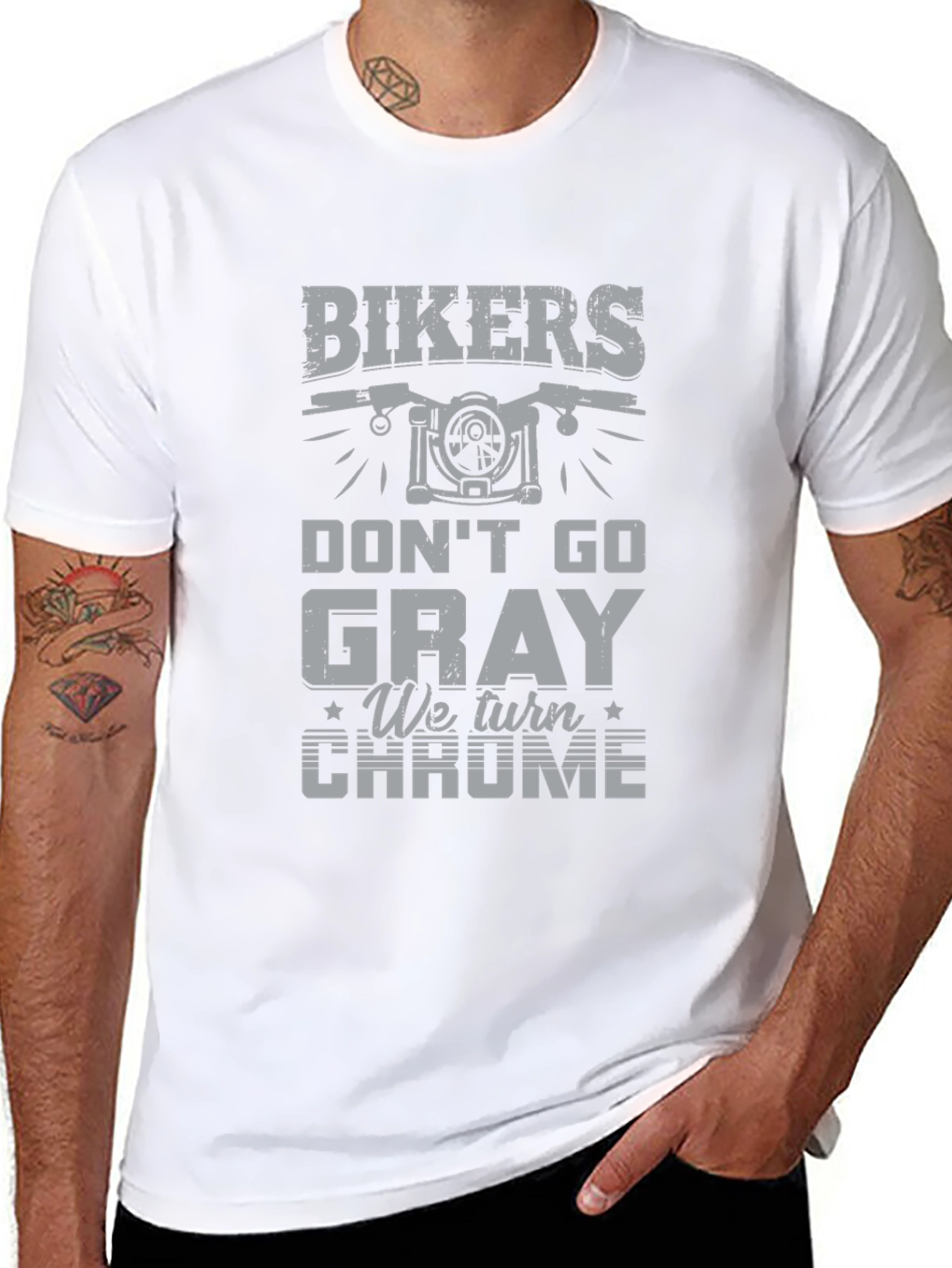 Bikers Dont Go Gray - Chrome T-Shirt