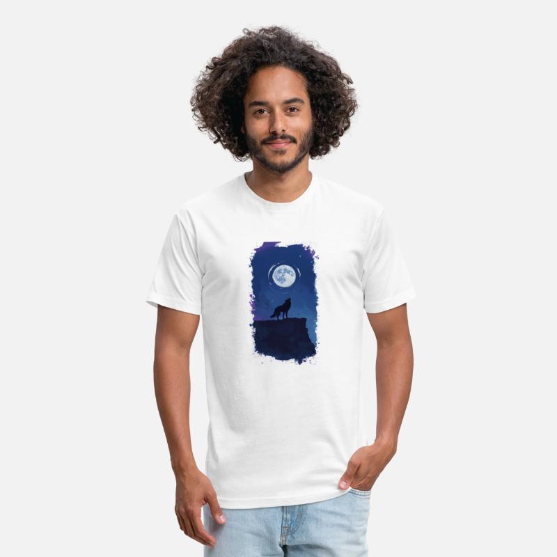 Serene Night Scene Featuring A Wolf Silhouette