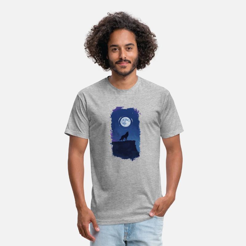 Serene Night Scene Featuring A Wolf Silhouette
