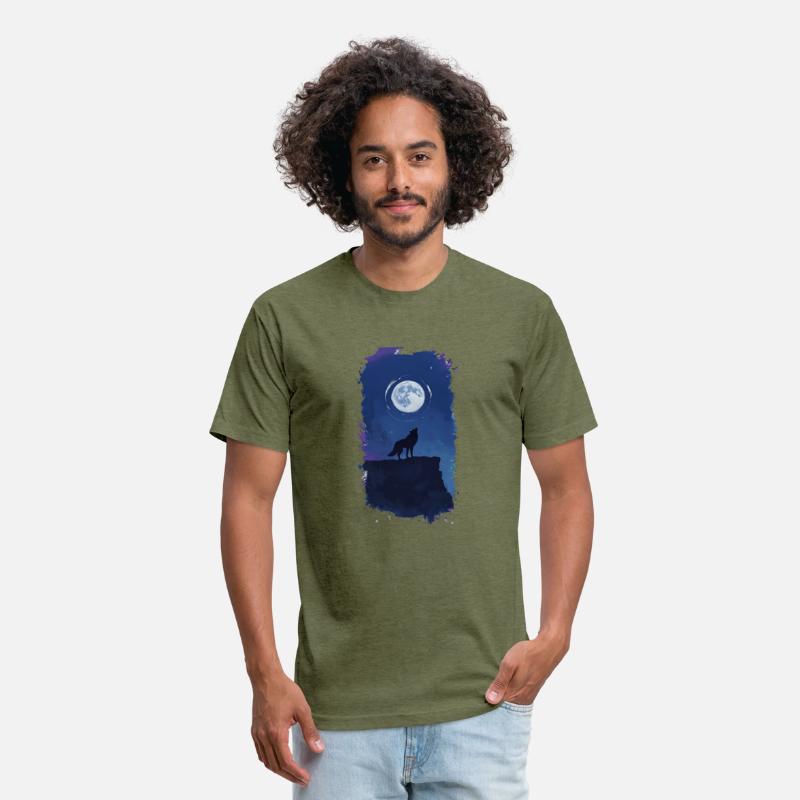 Serene Night Scene Featuring A Wolf Silhouette