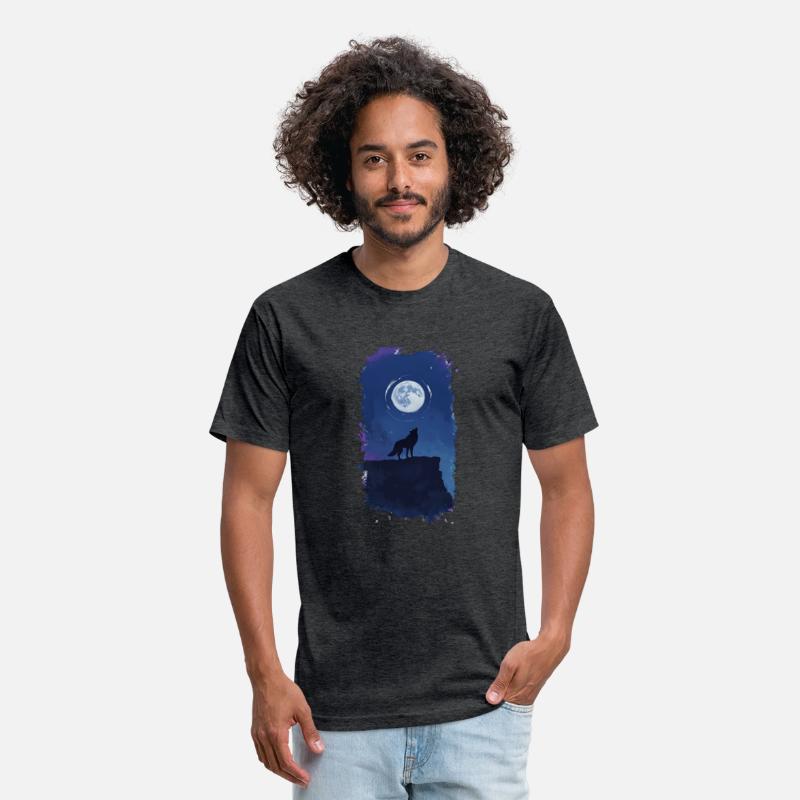 Serene Night Scene Featuring A Wolf Silhouette