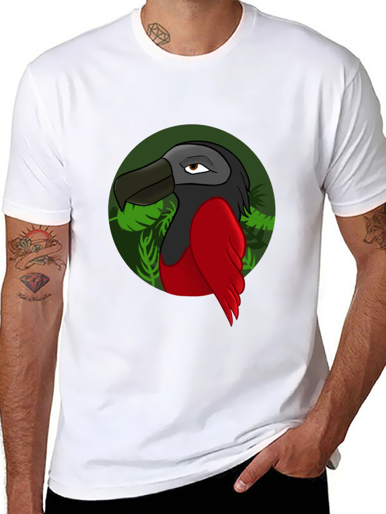 Cartoon Bird Graphic T-Shirt - Black
