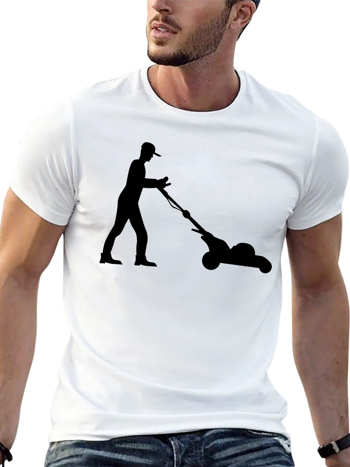 Lawn Mower Silhouette Graphic Tee - Black T-Shirt