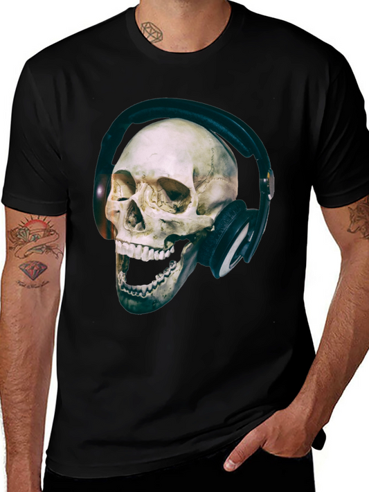 Skull with Headphones Graphic T-Shirt