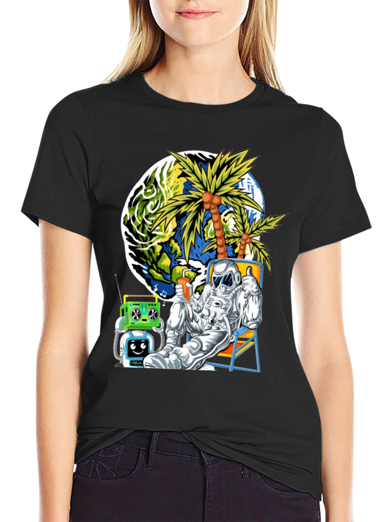 Astronaut Lounging Graphic T-Shirt
