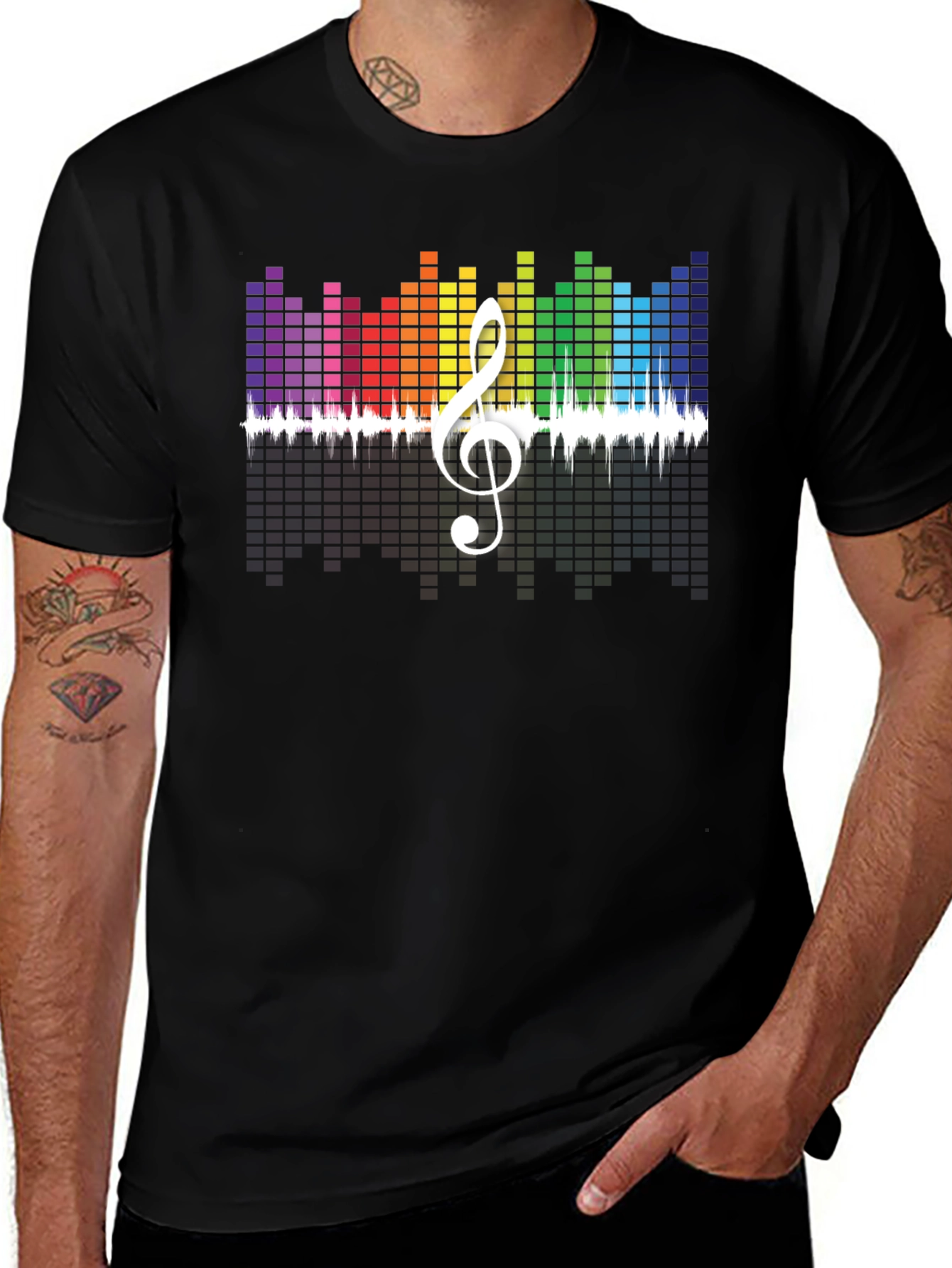 Rainbow Music Equalizer Treble Clef Graphic Tee