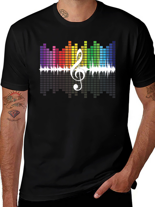 Rainbow Music Equalizer Treble Clef Graphic Tee