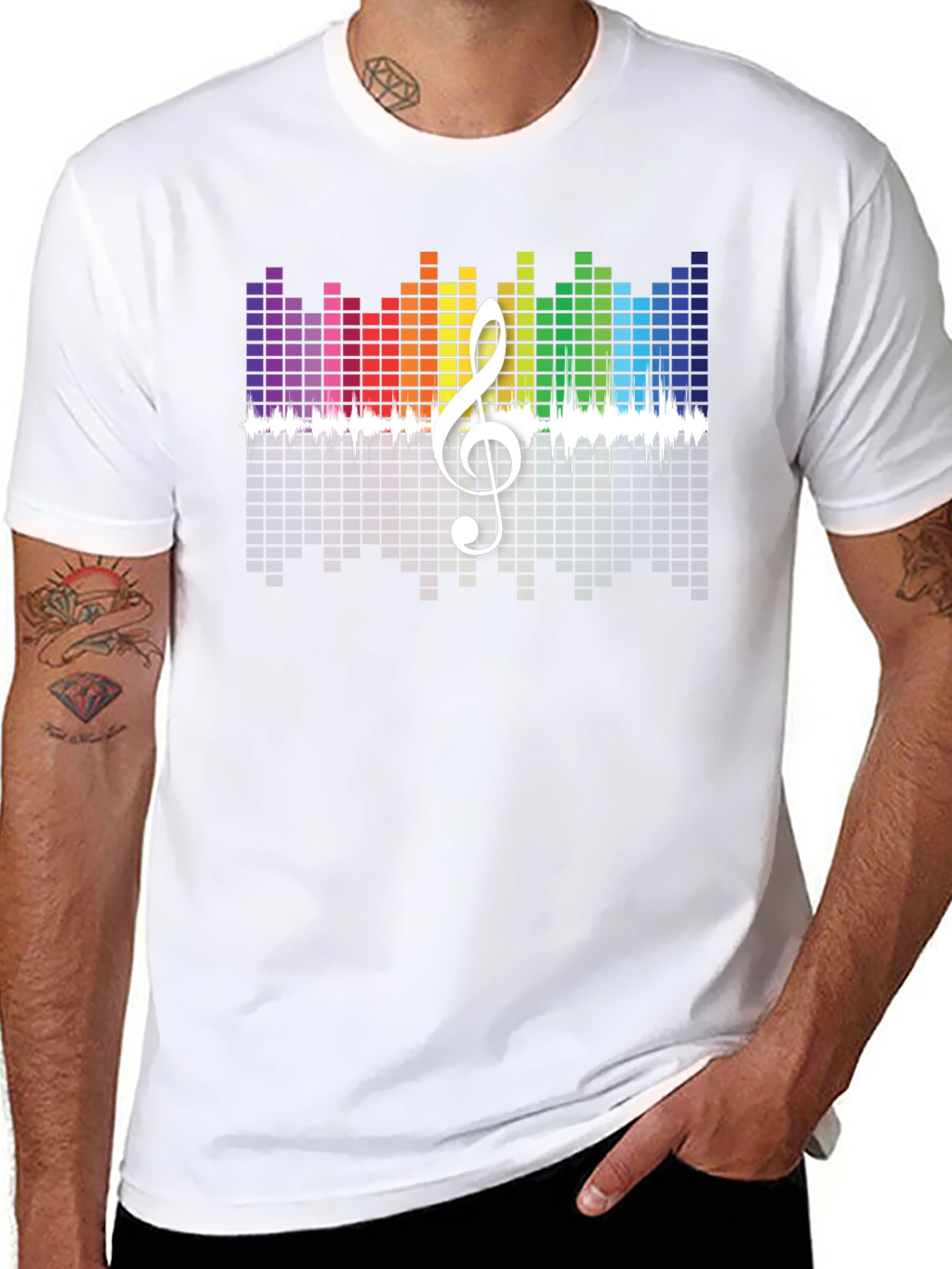 Rainbow Music Equalizer Treble Clef Graphic Tee