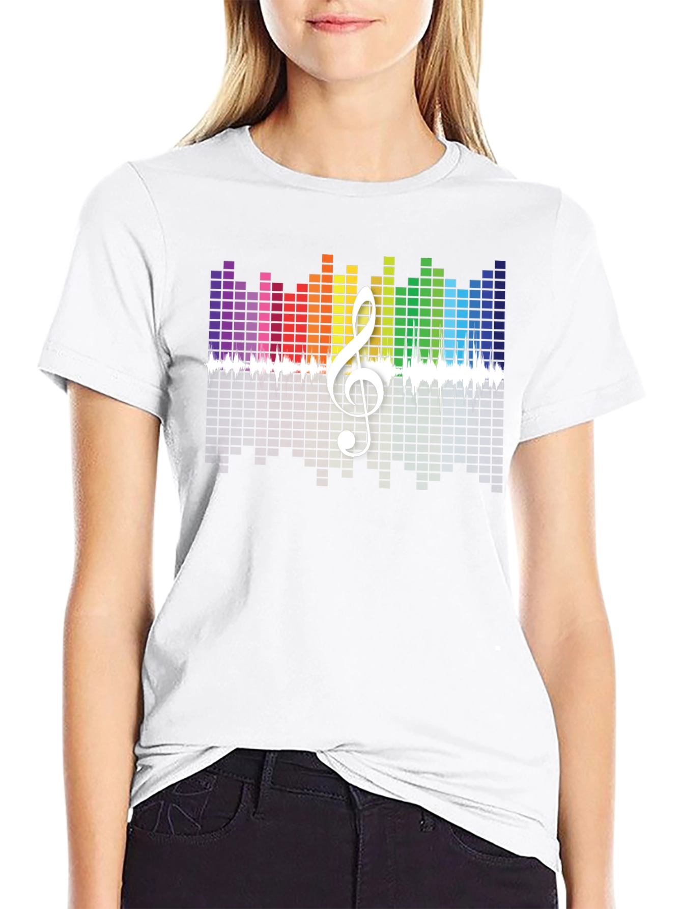 Rainbow Music Equalizer Treble Clef Graphic Tee