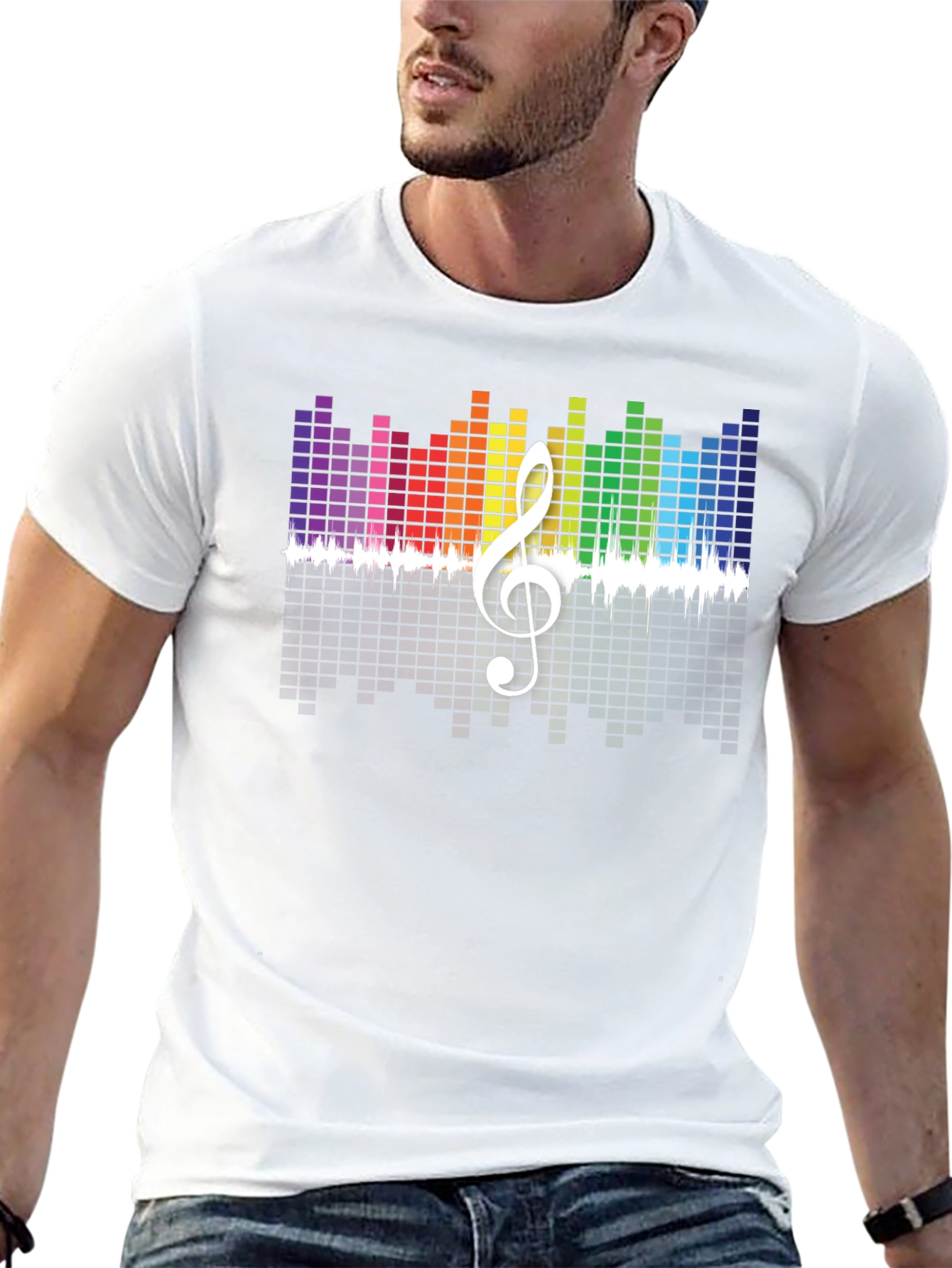 Rainbow Music Equalizer Treble Clef Graphic Tee