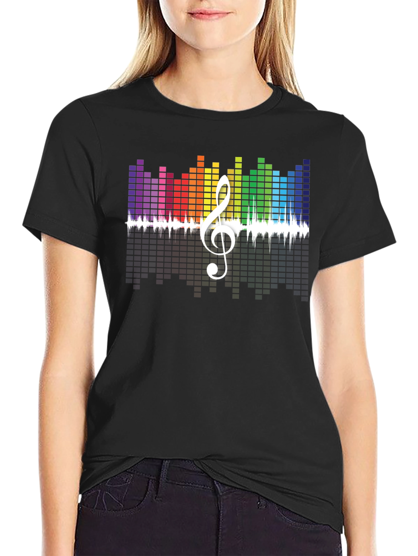 Rainbow Music Equalizer Treble Clef Graphic Tee