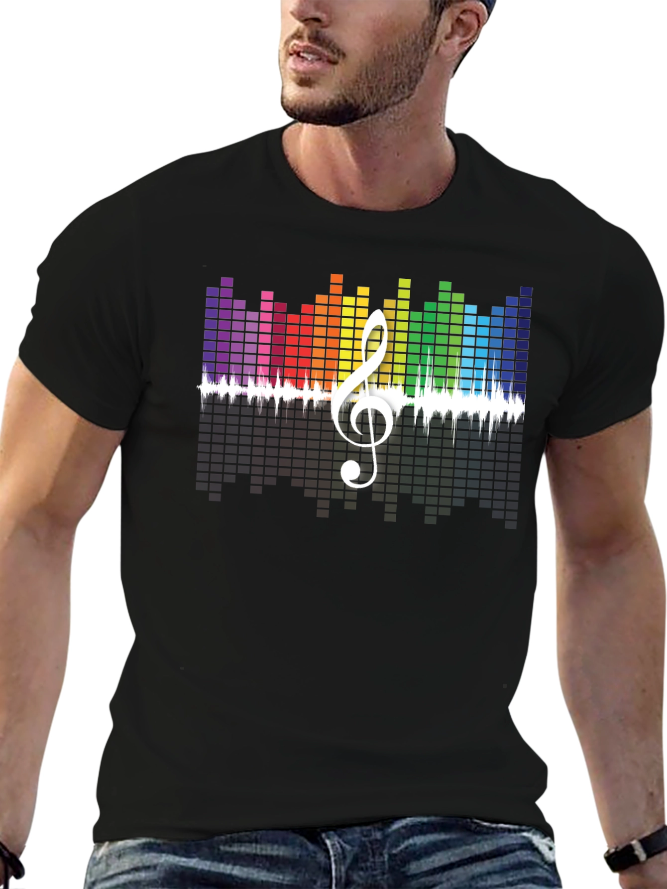 Rainbow Music Equalizer Treble Clef Graphic Tee