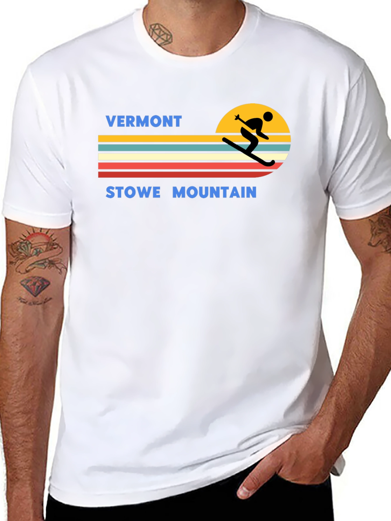 Vermont Stowe Mountain Retro Ski T-Shirt