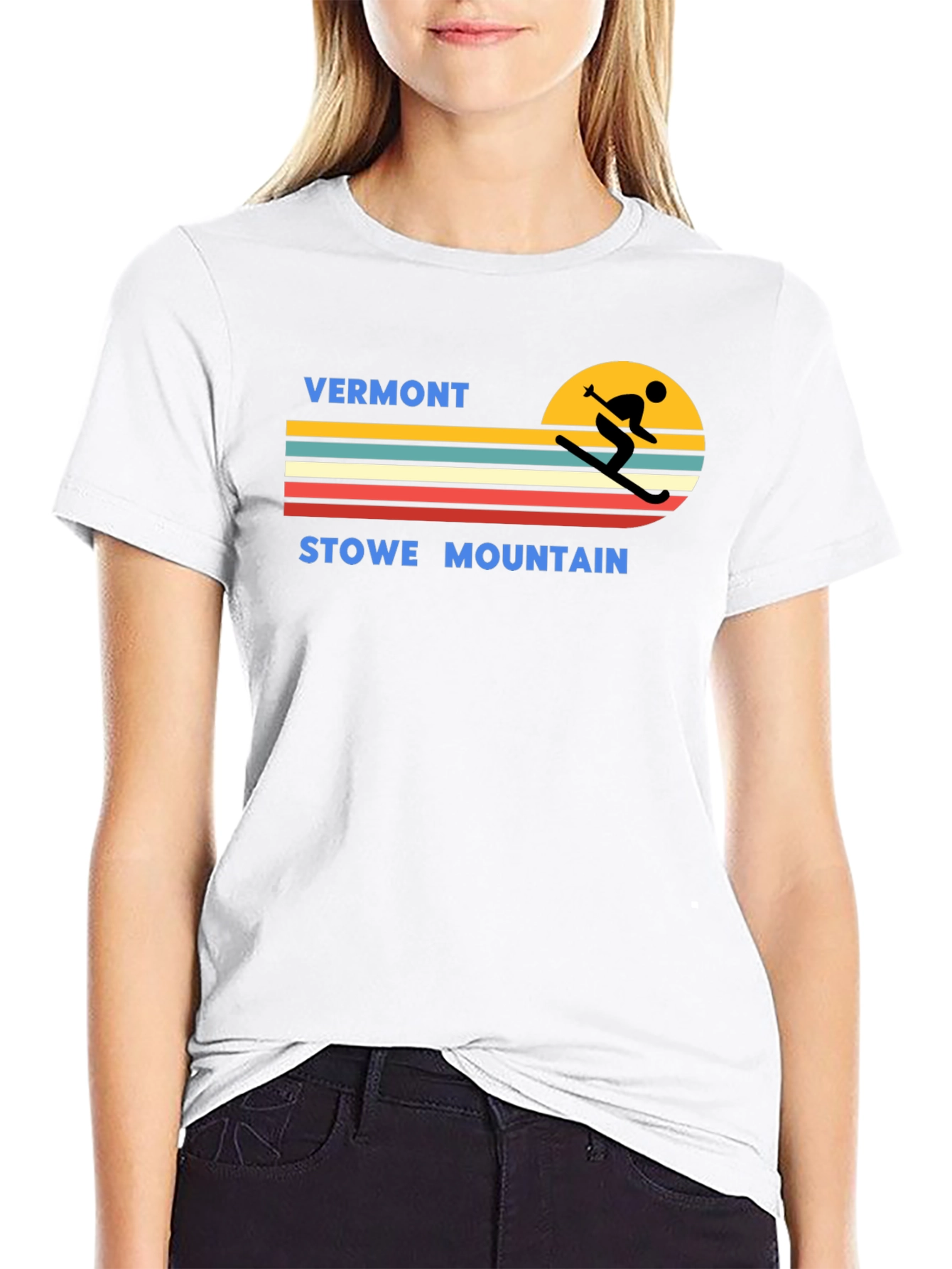 Vermont Stowe Mountain Retro Ski T-Shirt