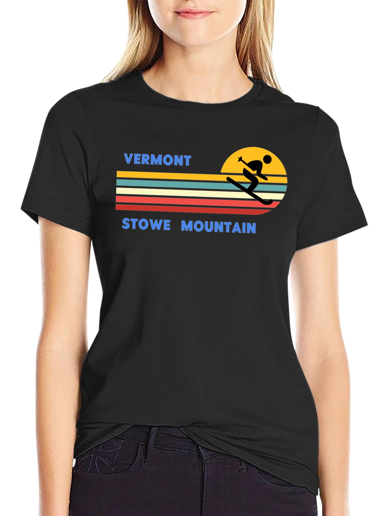 Vermont Stowe Mountain Retro Ski T-Shirt