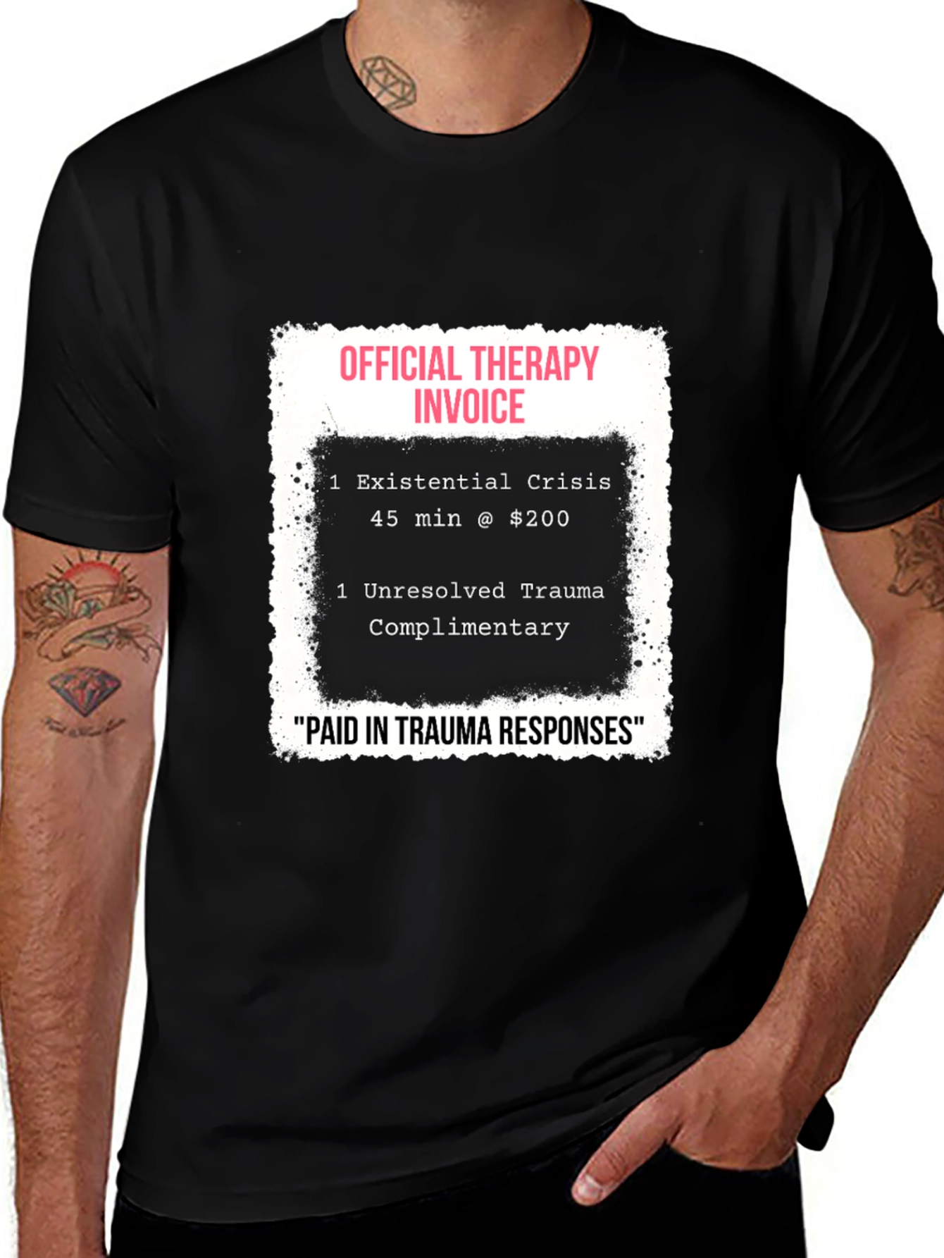 Therapy Invoice Graphic Tee - Trauma Humor T-Shirt