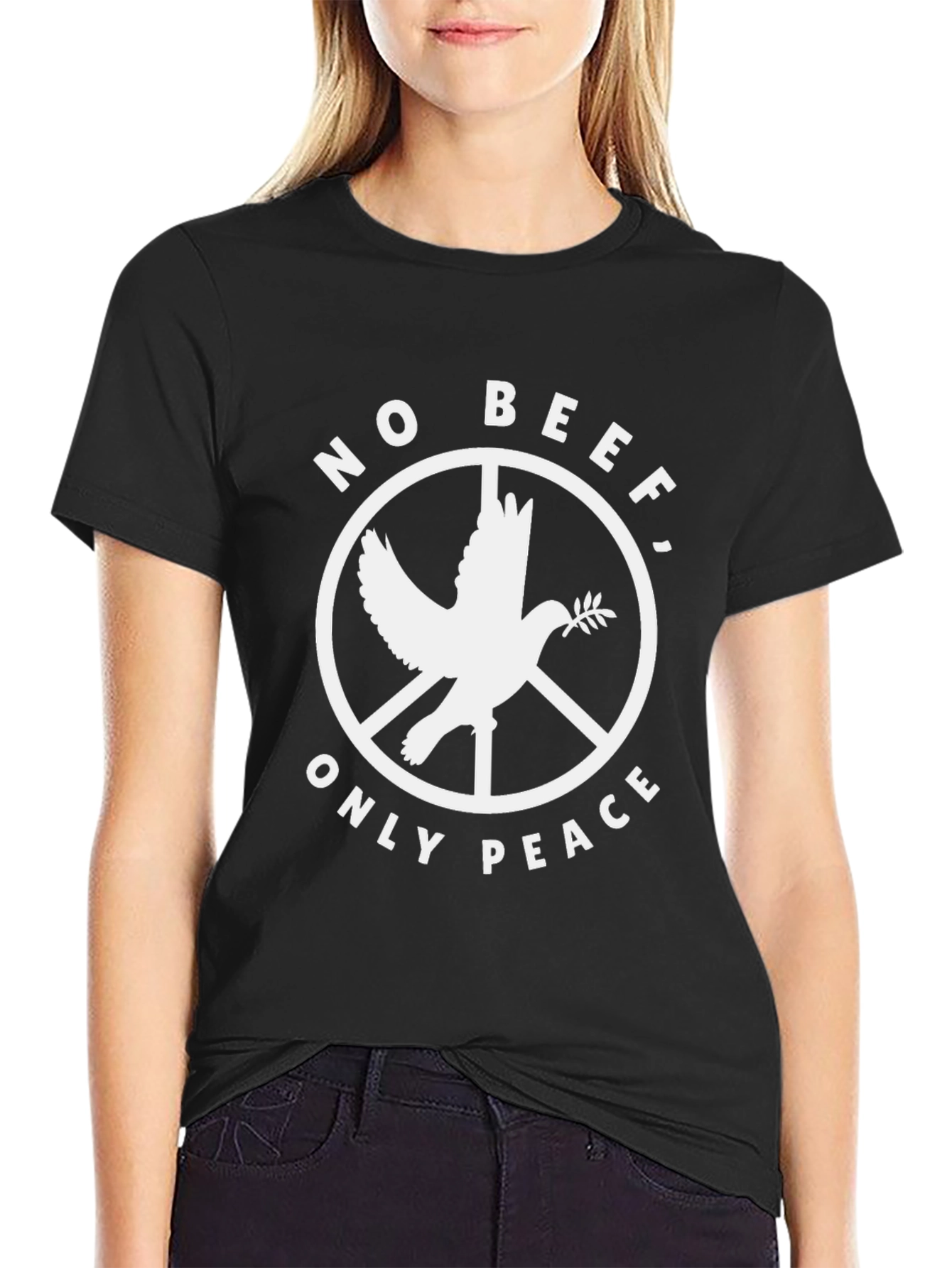 No Beef Only Peace Dove Graphic T-Shirt