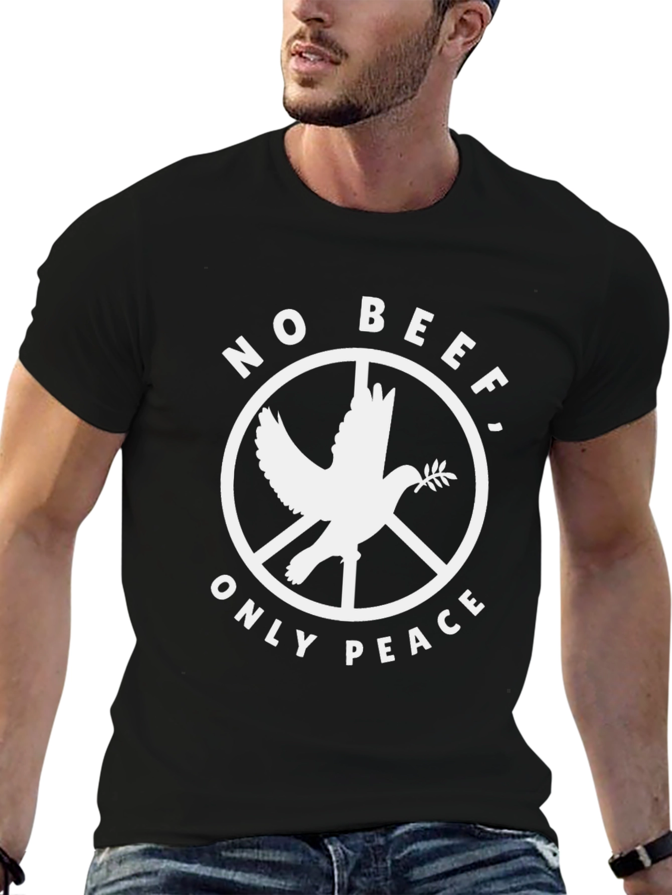 No Beef Only Peace Dove Graphic T-Shirt