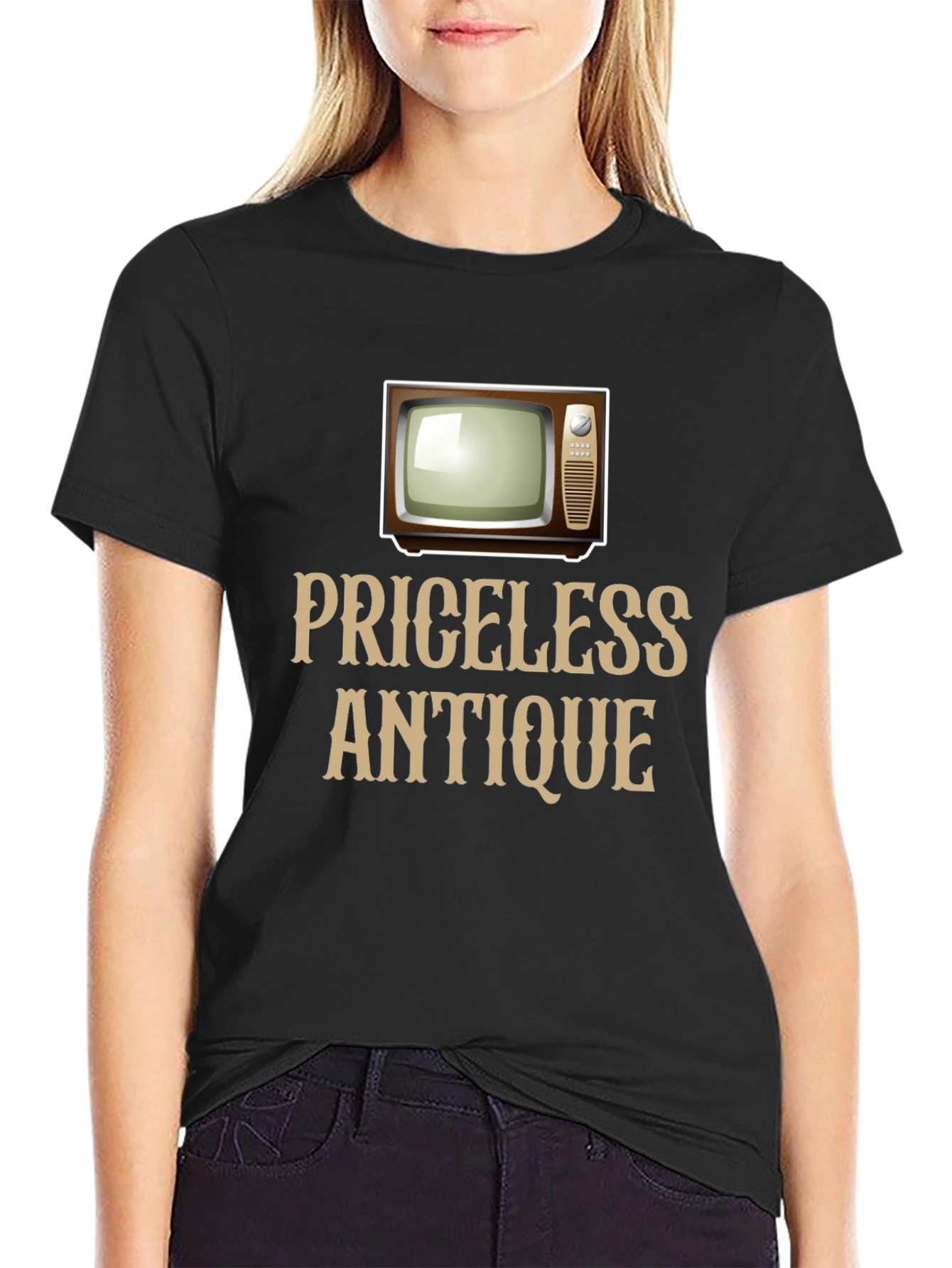 Priceless Antique TV Graphic T-Shirt - Retro Television Tee