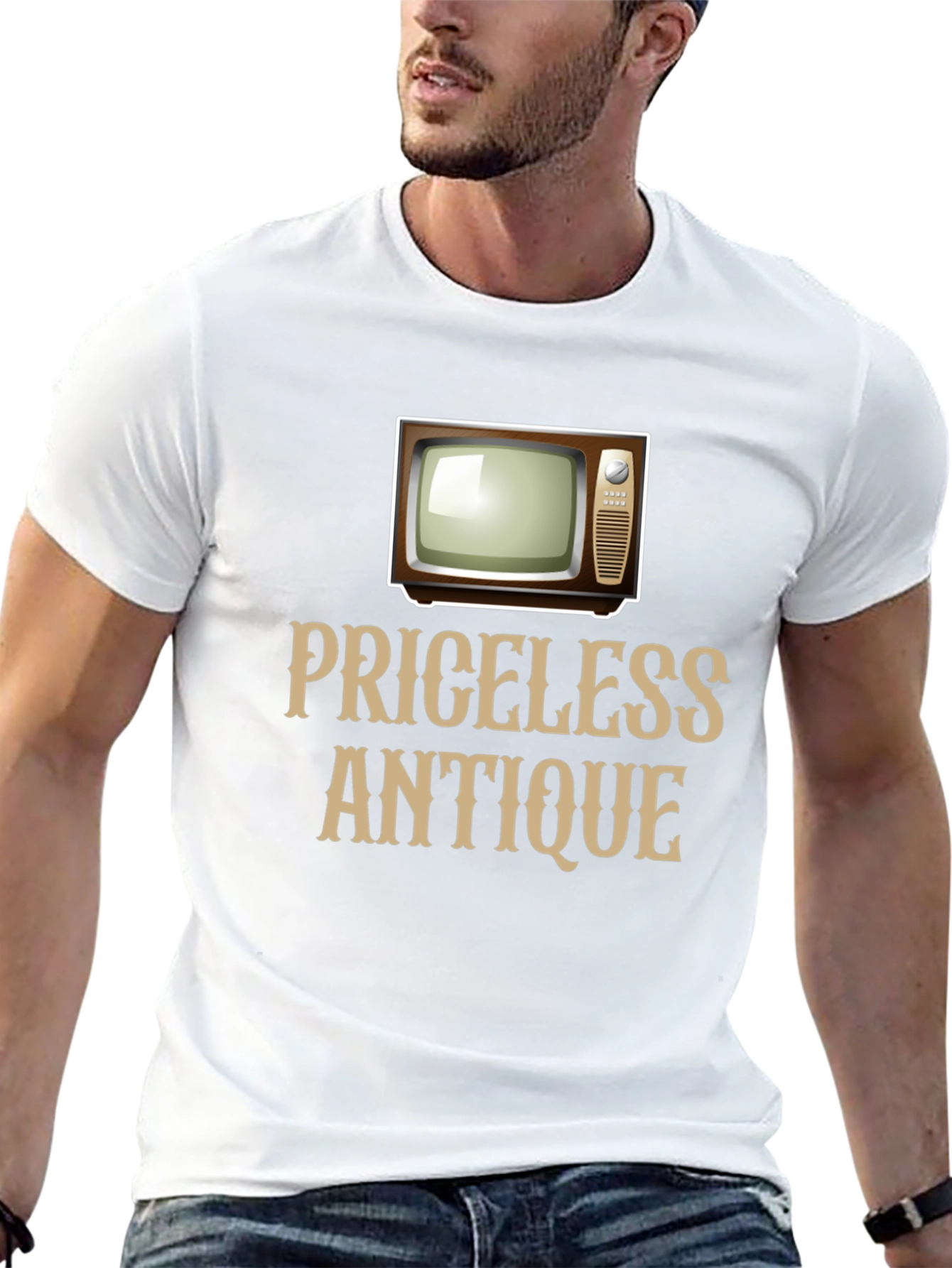 Priceless Antique TV Graphic T-Shirt - Retro Television Tee
