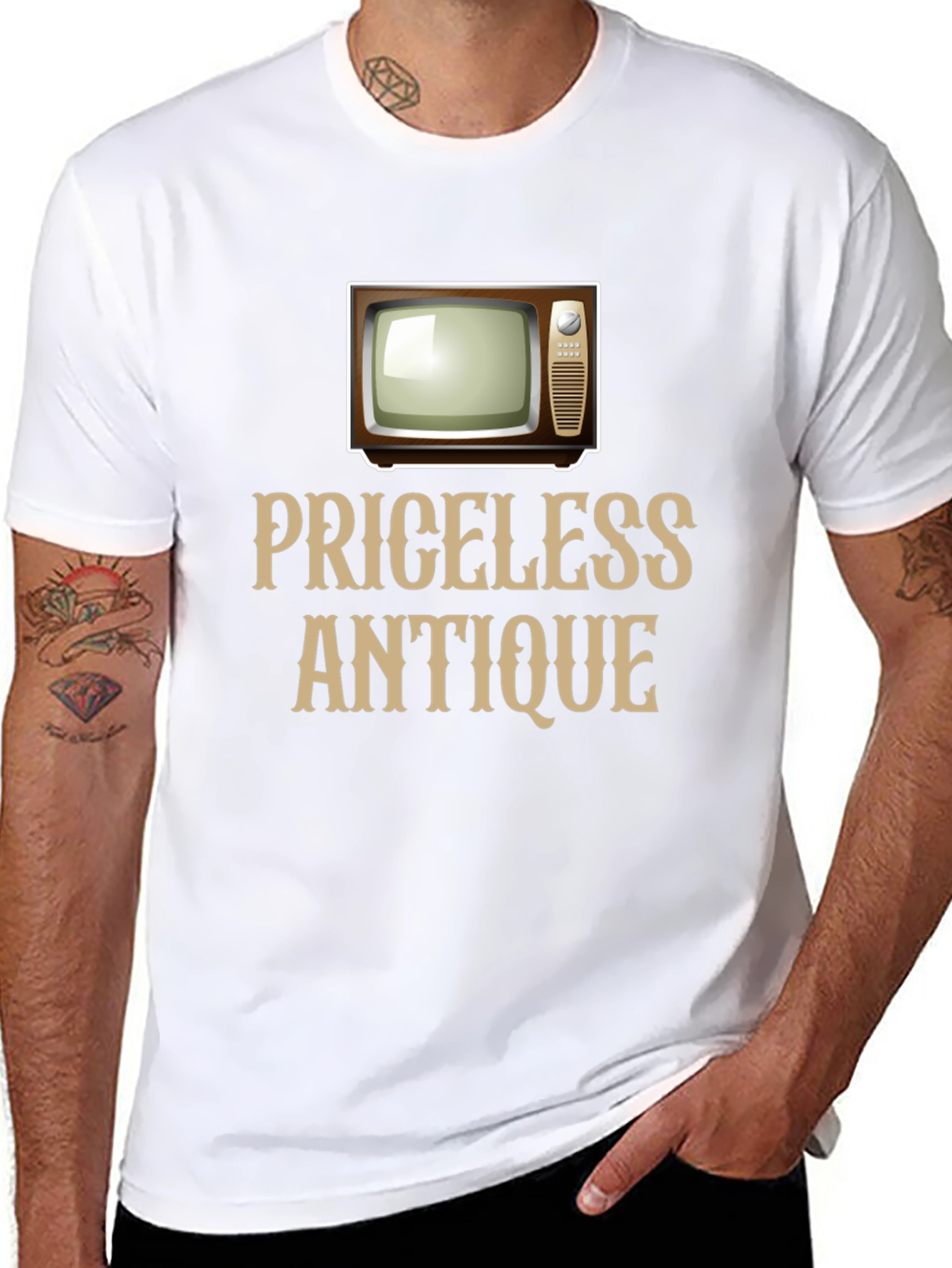 Priceless Antique TV Graphic T-Shirt - Retro Television Tee