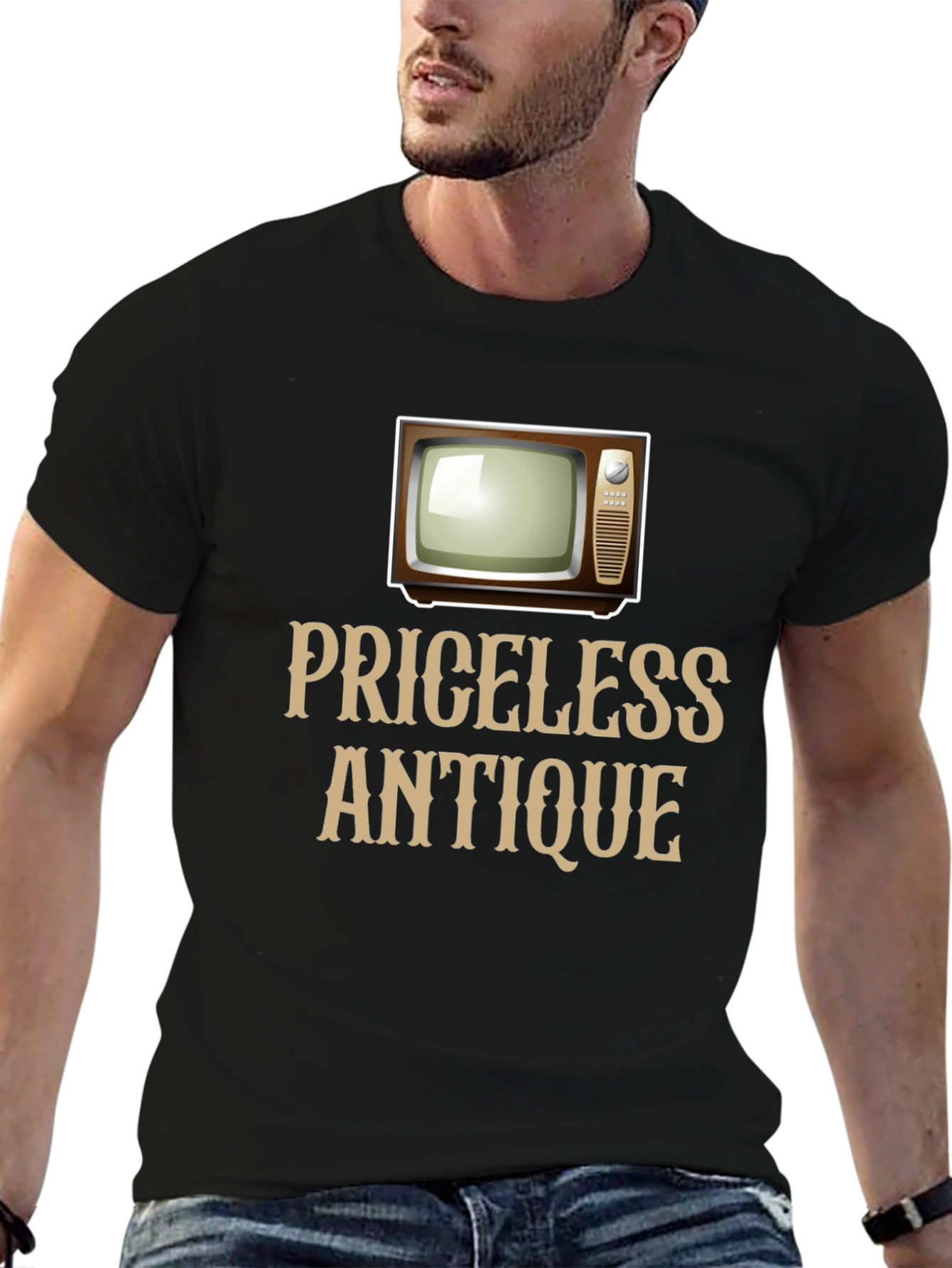 Priceless Antique TV Graphic T-Shirt - Retro Television Tee