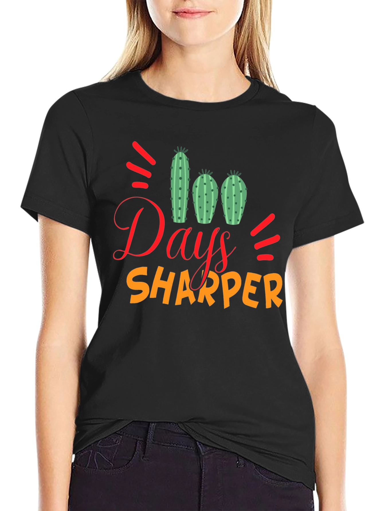 100 Days Sharper T-Shirt Cactus Design