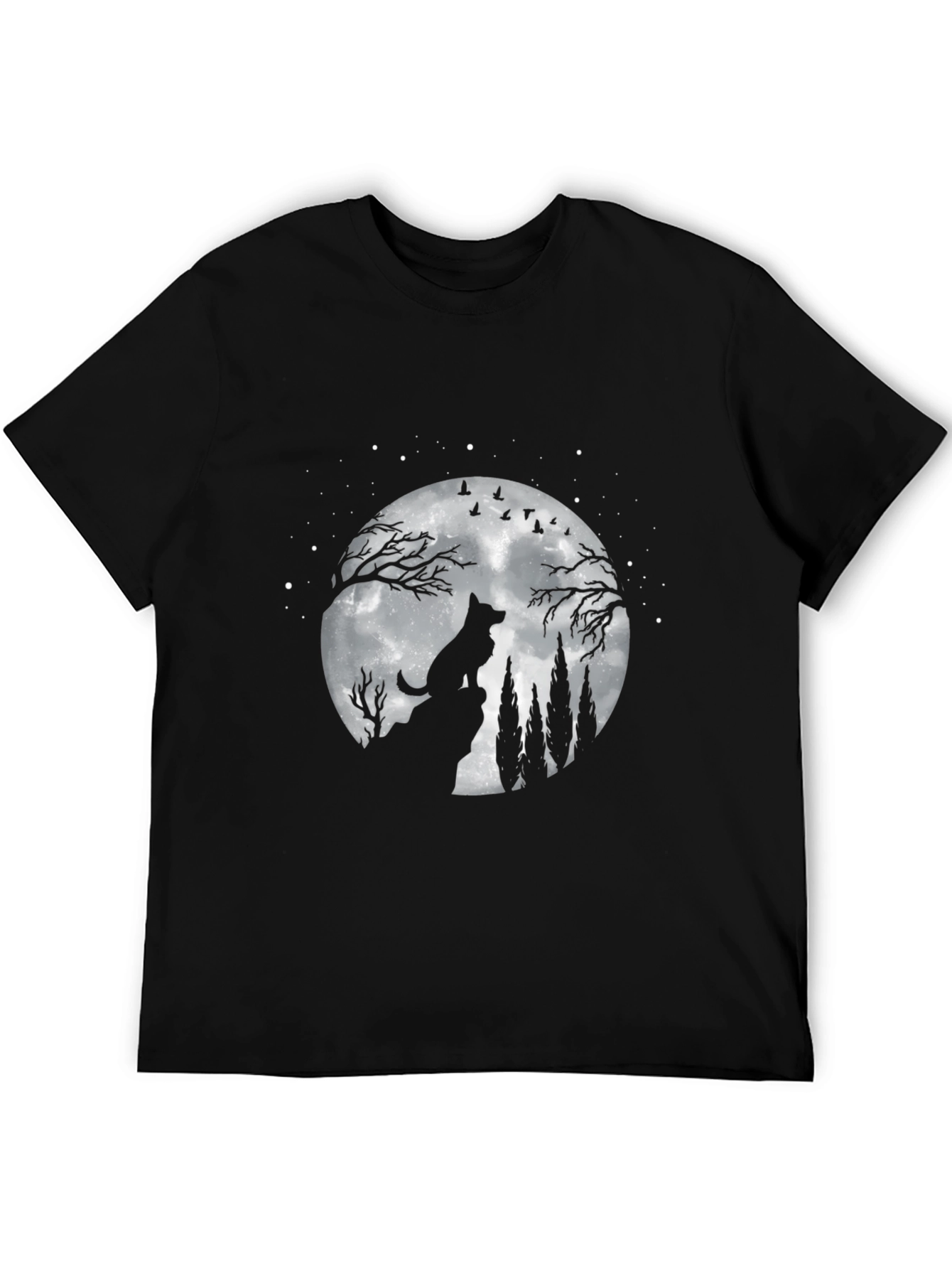 Wolf Moon Graphic Tee - Night Sky Silhouette