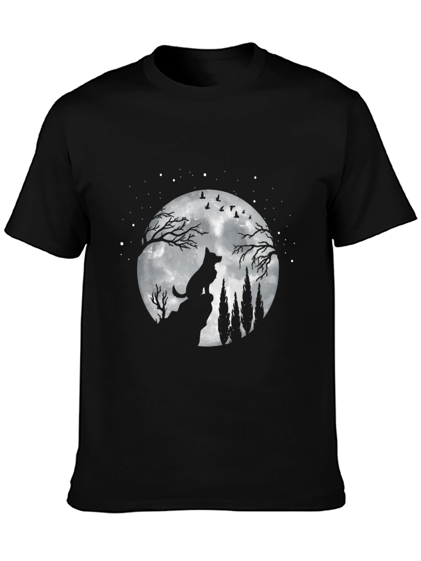 Wolf Moon Graphic Tee - Night Sky Silhouette