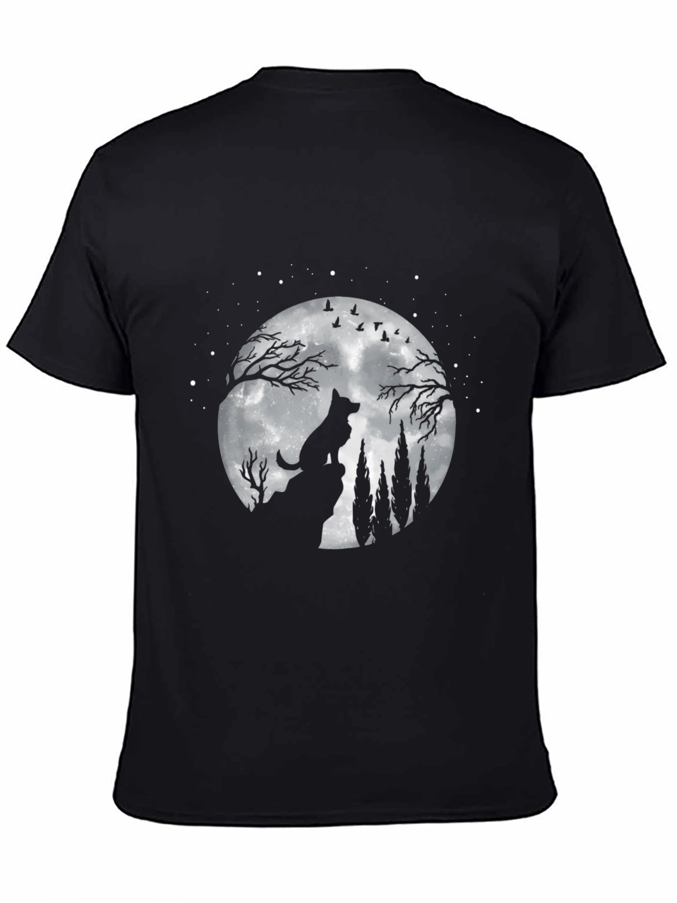 Wolf Moon Graphic Tee - Night Sky Silhouette