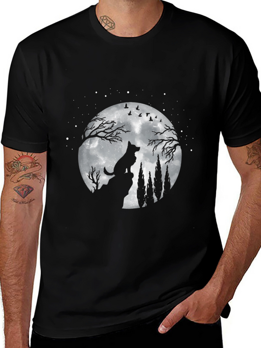 Wolf Moon Graphic Tee - Night Sky Silhouette