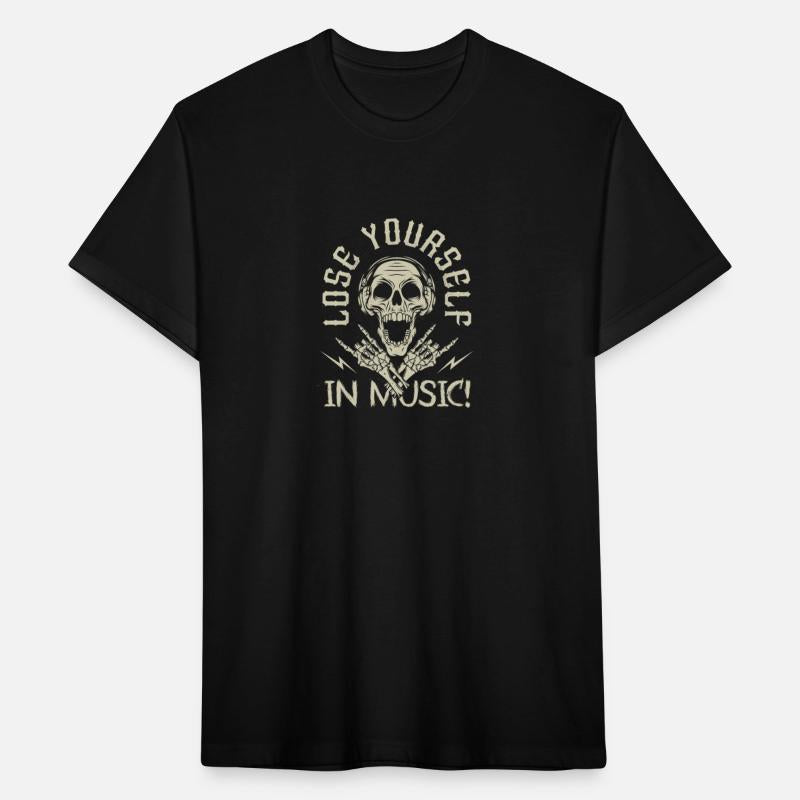 skull with headphones and skeleton hands